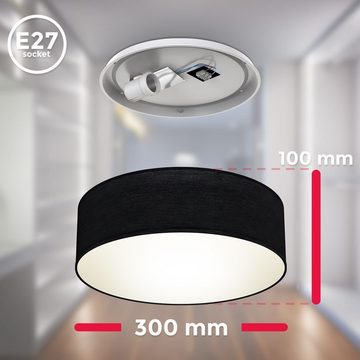 B.K.Licht Deckenleuchte Deckenlampe Stoffdeckenleuchte Textilschirm E27 Schwarz - BKL1216, ohne Leuchtmittel, 1-Flammig Ø30cm ohne Leuchtmittel IP20 Wohnzimmer