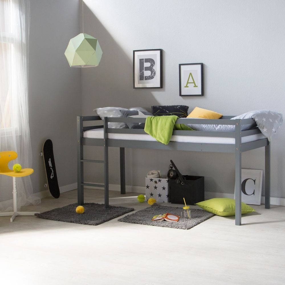 Homestyle4u Hochbett 90x200 in Grau 1861 günstig online kaufen