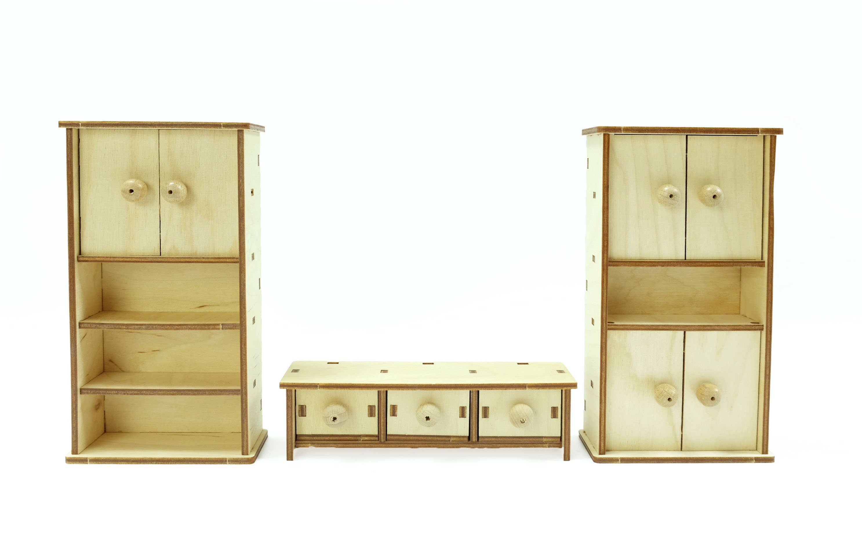 DeColibri Puppenhausmöbel Puppenhaus Zubehör Möbel Holz, Schrankwand, Made in Germany, aus Holz, bemalbar