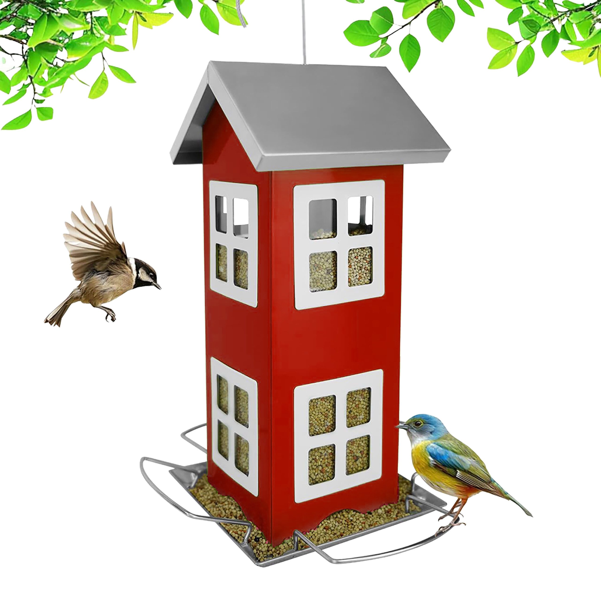 relaxdays Vogelhaus zum Aufhänge, rot