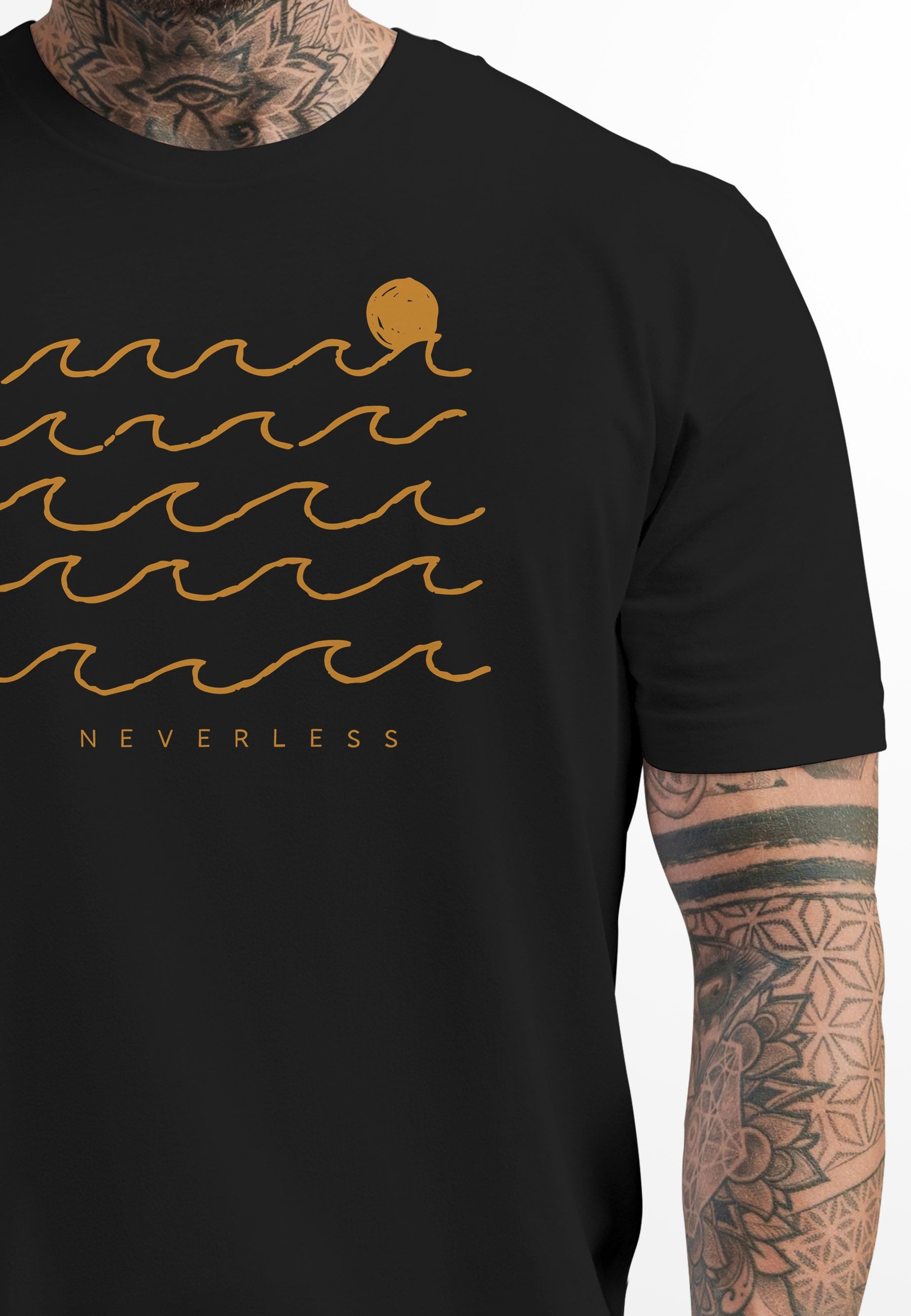 Neverless Print-Shirt Herren T-Shirt Frontprint Wellen günstig online kaufen