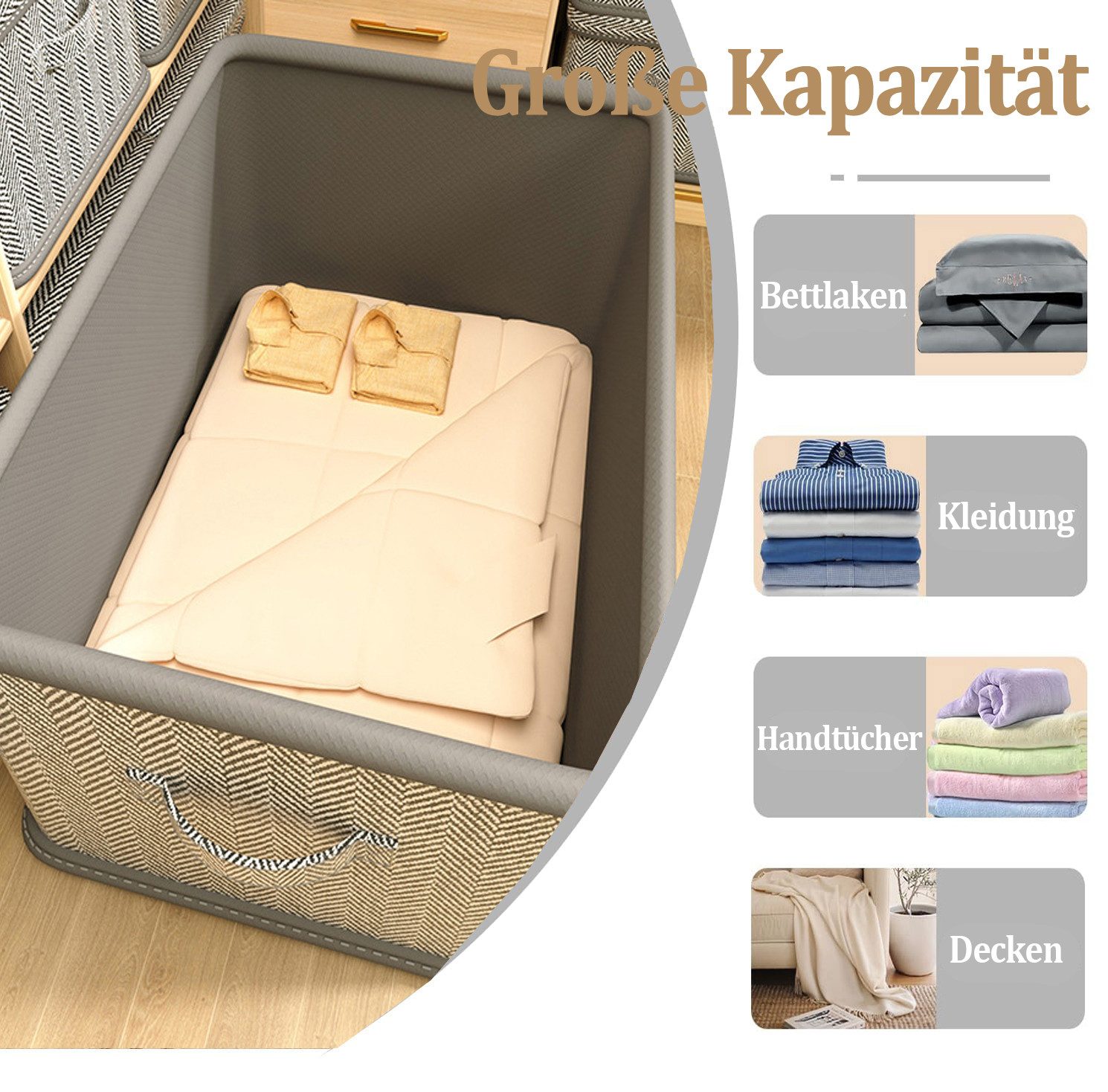 Agger Aufbewahrungsbox Faltbare Aufbewahrungsbox mit Deckel, Kleiderspeicherbox, große Aufbewahrungsbox, Kleiderschrank-Aufbewahrungsbox – Bild 3 von 5
