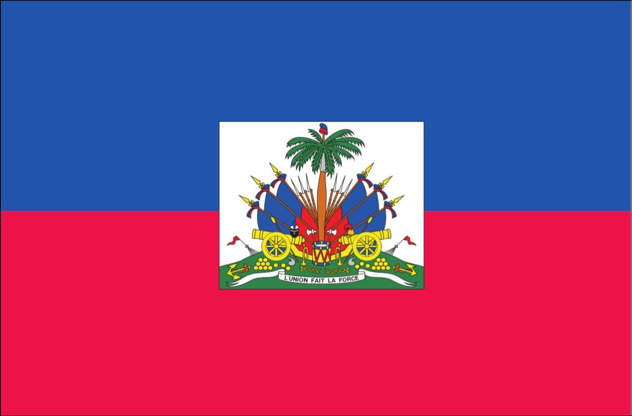 flaggenmeer Flagge Flagge Haiti mit Wappen 110 g/m² Querformat