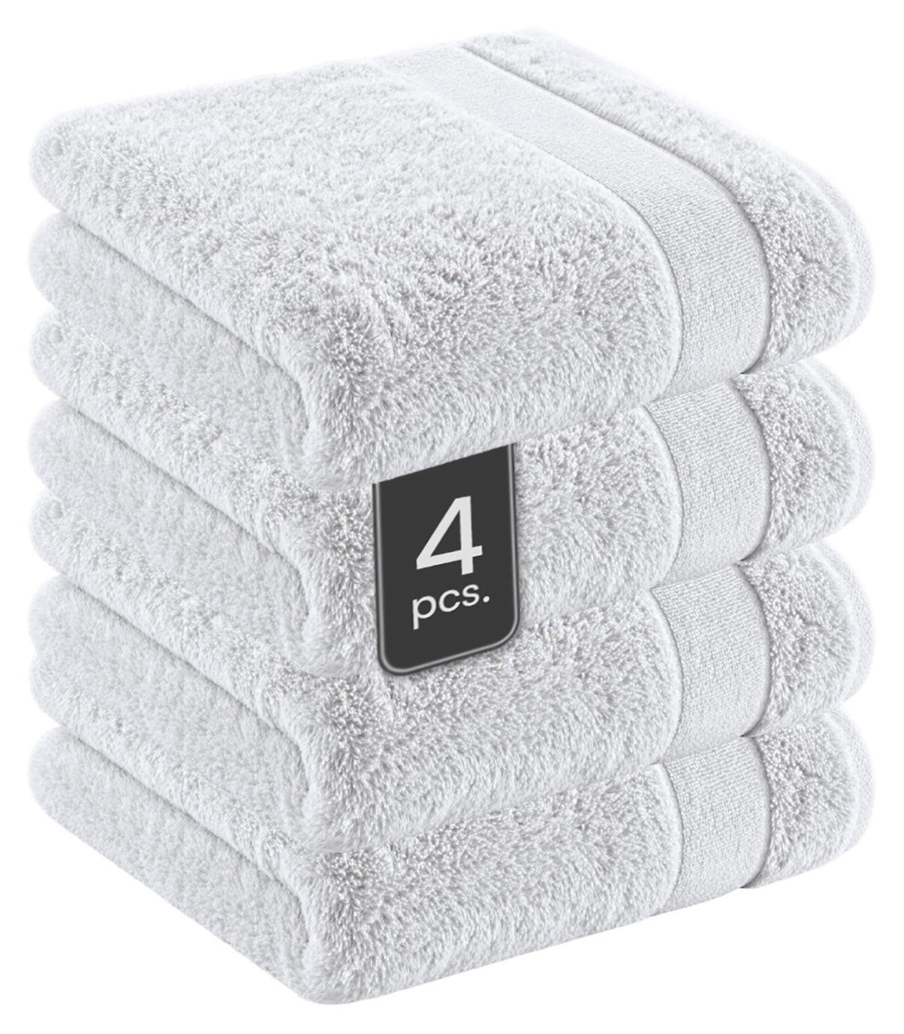 Cawö Duschtuch NIDE, B 70 cm, L 140 cm, Weiß, 4er Set, (Spar-Set, 1-St), 100 % Baumwolle