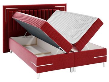 MIRJAN24 Boxspringbett Tenosi 3 LED (mit zwei Bettkästen), LED-Beleuchtung, Metallfüße in der Farbe Silber, Bonellfederkern