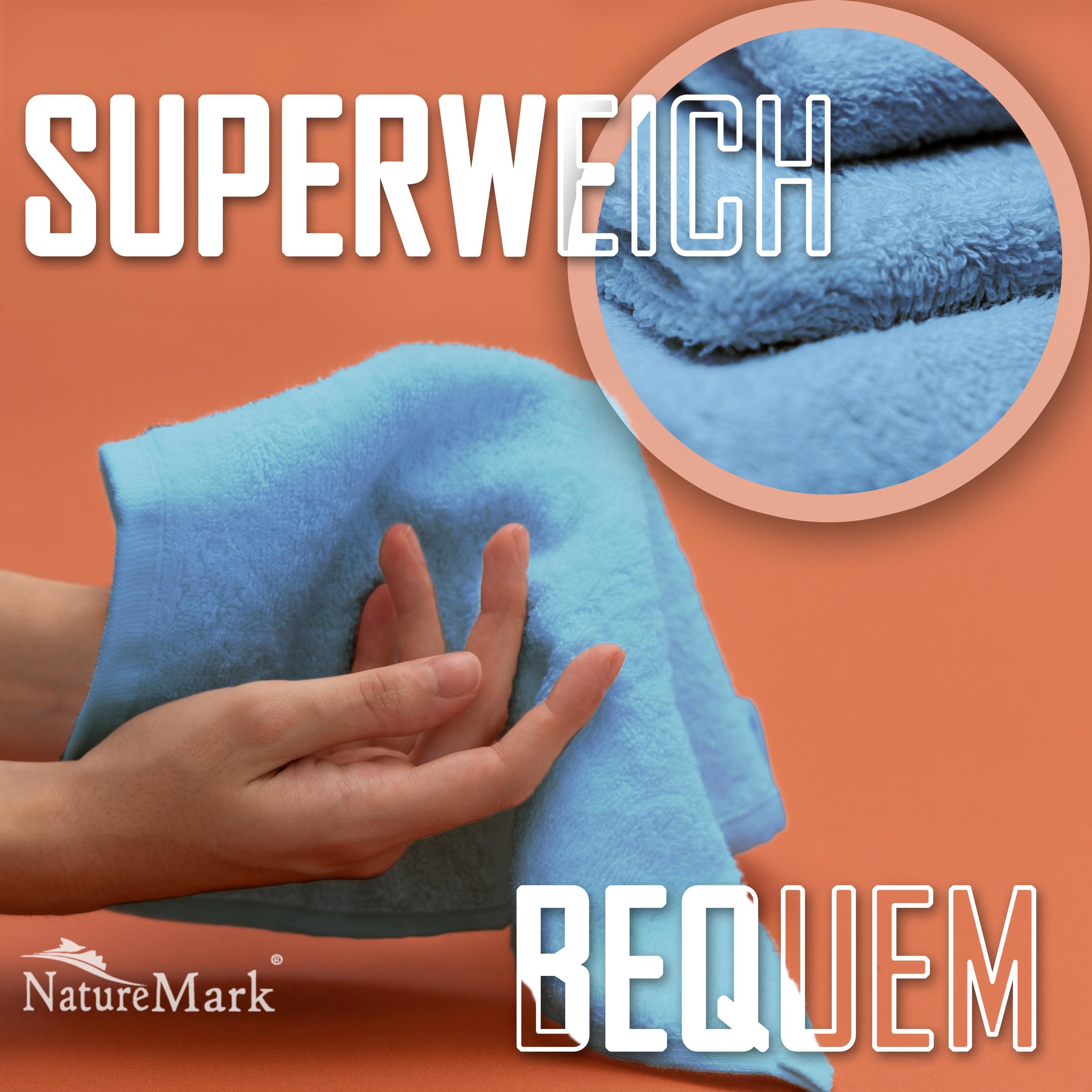 NatureMark Seiftuch 10er-Set Seiftücher 30x30cm 100% Baumwolle, (10-St), Frottier Waschlappen Seiflappen 30 x 30 cm, Hell blau – Bild 4 von 5