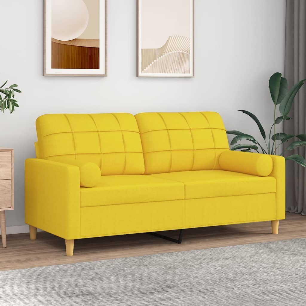 2-Sitzer-Sofa Stoff mit Hellgelb vidaXL Sofa cm Zierkissen 140