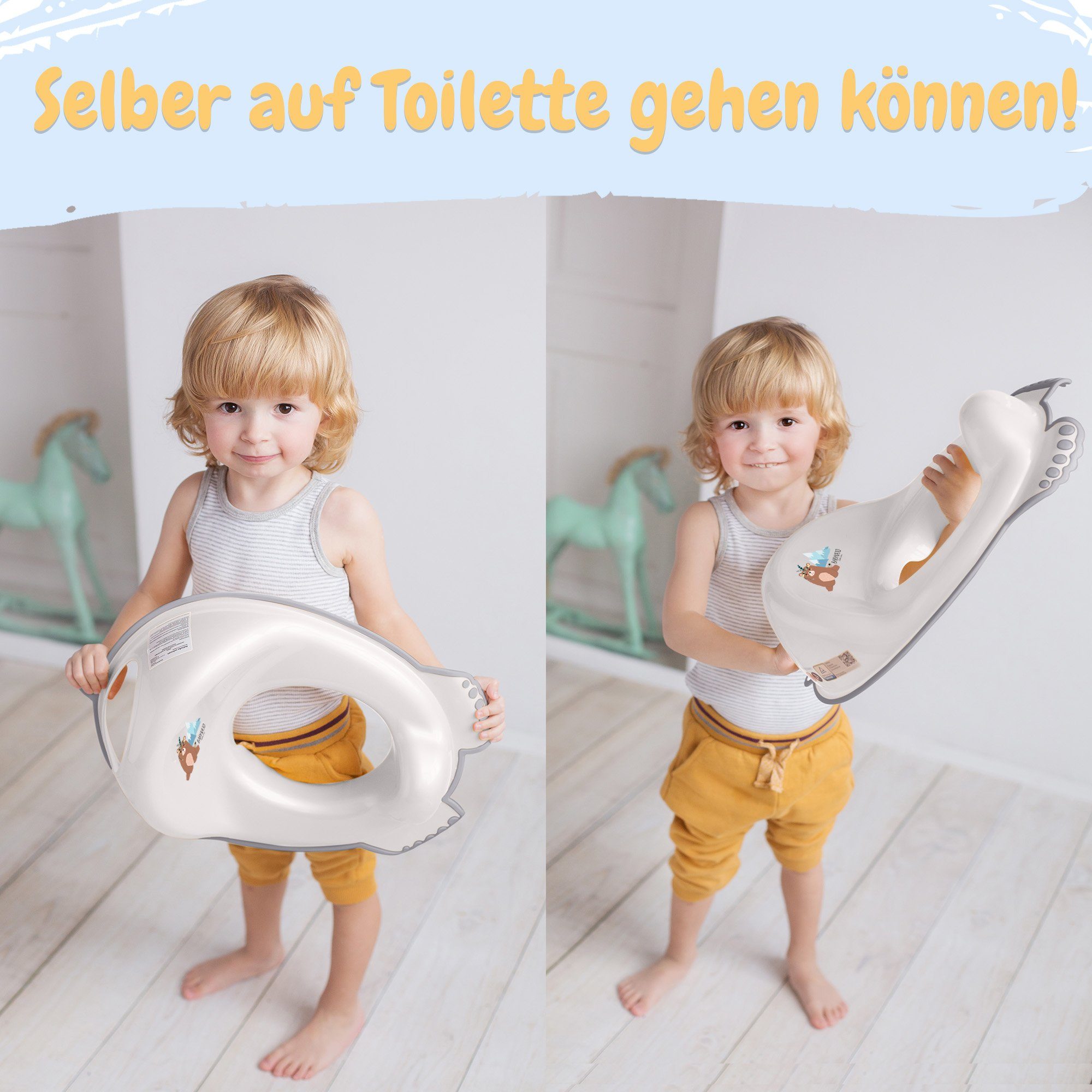 Toilettensitz Rheinland (1-tlg), TÜV Babykajo Kinder Toilettentrainer, weiß Bärchen - geprüft!
