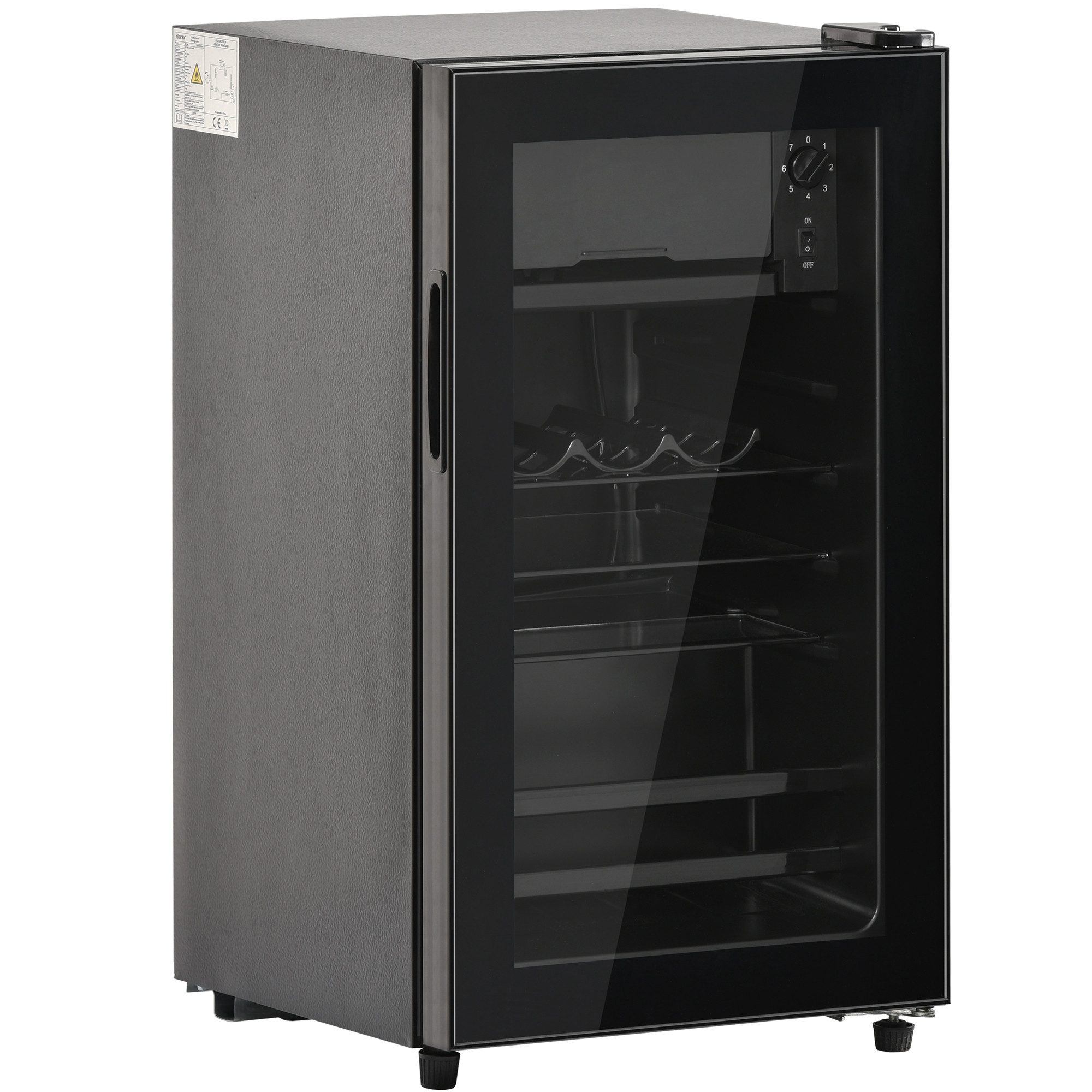 Rolipo Getränkekühlschrank 76L Kühlschrank mit Gefrierfach (6L+70L), 43dB 83 kWh/Jahr SC-76A, 71,6 cm hoch, 40 cm breit, 40×43,5×71,6cm, LED, verstellbare Glasböden, freistehend