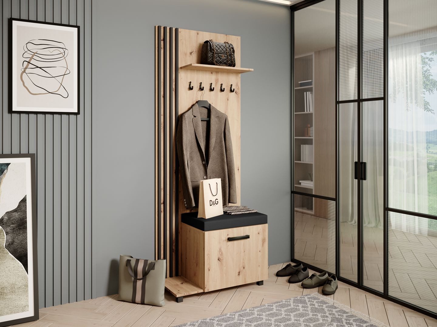 Beautysofa Garderobenschrank Garderobenschrank mit Aufhängern LIVIA (Mit el günstig online kaufen