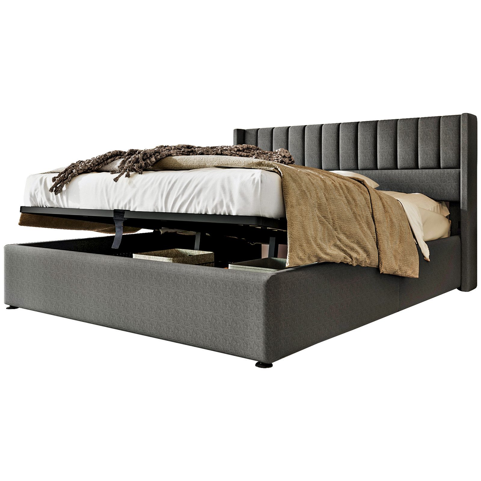 Yorbay Polsterbett Hydraulisches Polster-Doppelbett Stauraumbett mit Staura günstig online kaufen