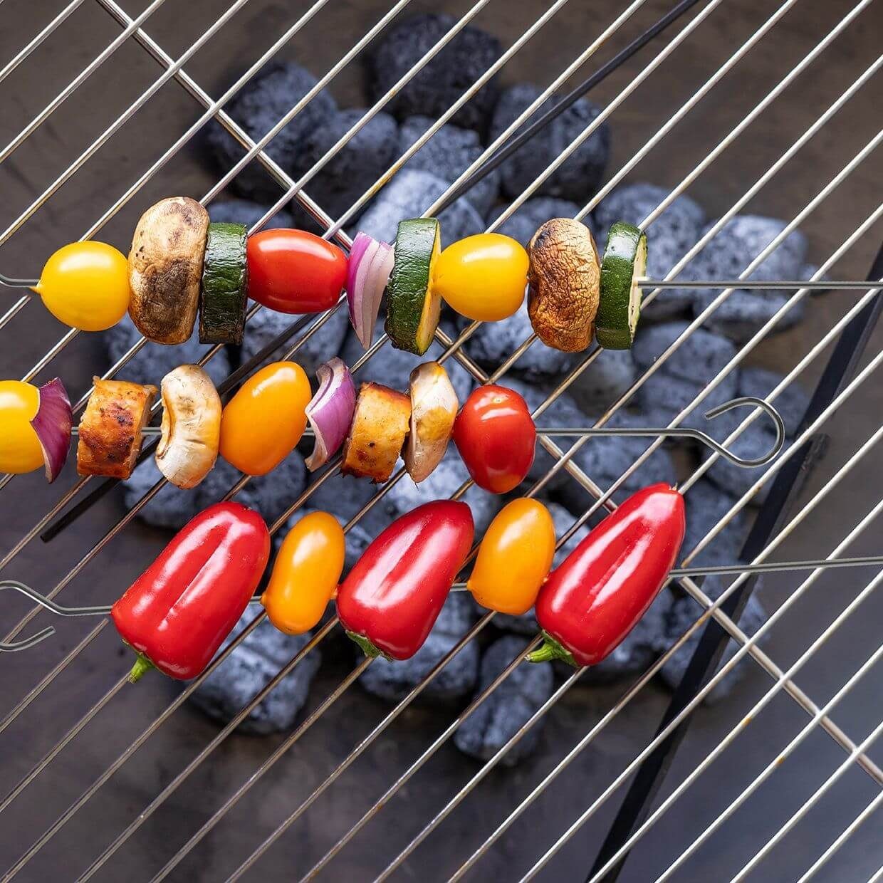 esschert design Grillguthalter Grillspieße Set aus Metall 10 Stück Grillen BBQ Gemüse Fleisch Fisch, (10 Grillspieße)