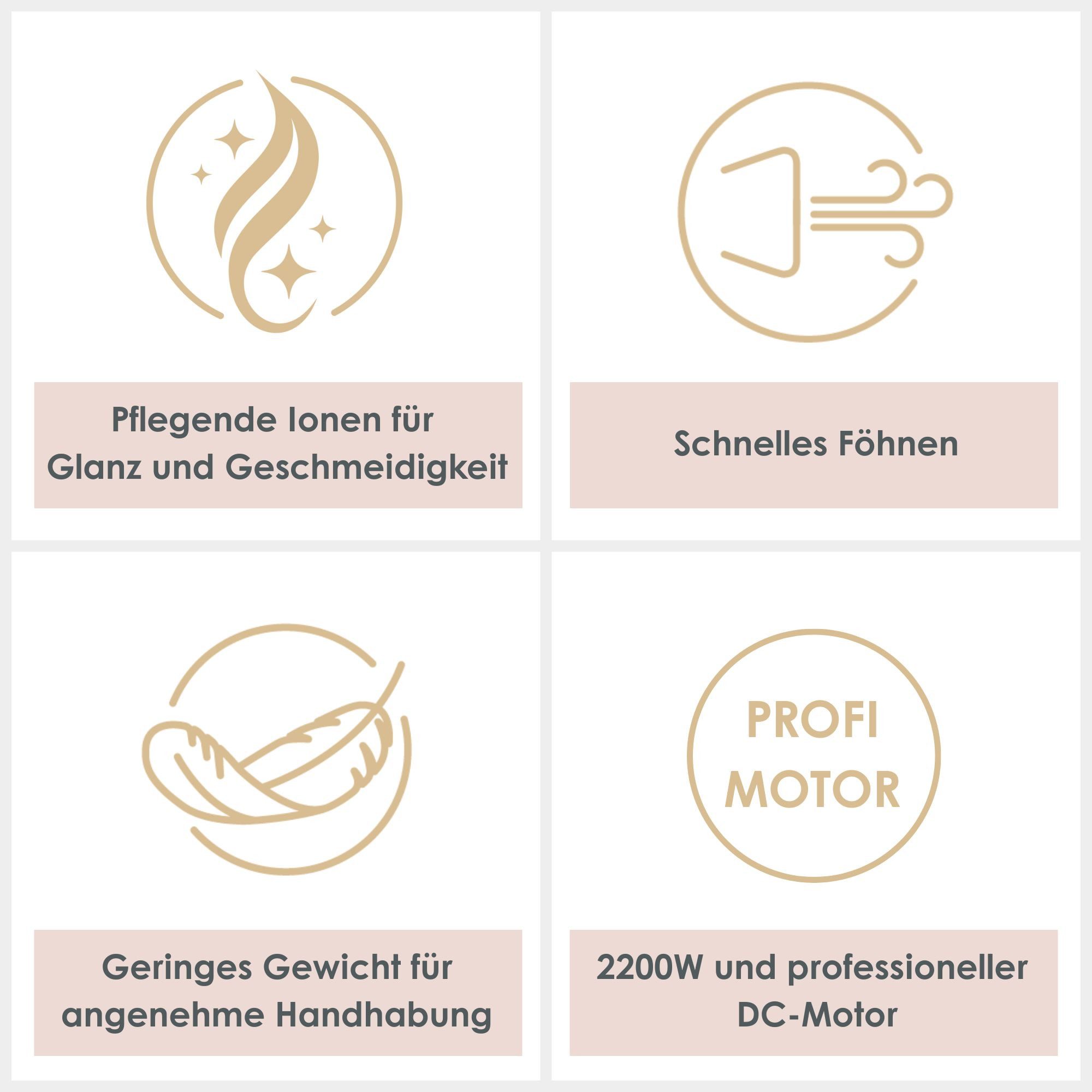 BaByliss Haartrockner BaByliss Denim Luxe Haartrockner mit Ionen-Technologie, D251PE, 2200 W, Föhn mit Aufsatz, HTDC-Motor, 2200W, Keramik-Technologie blau