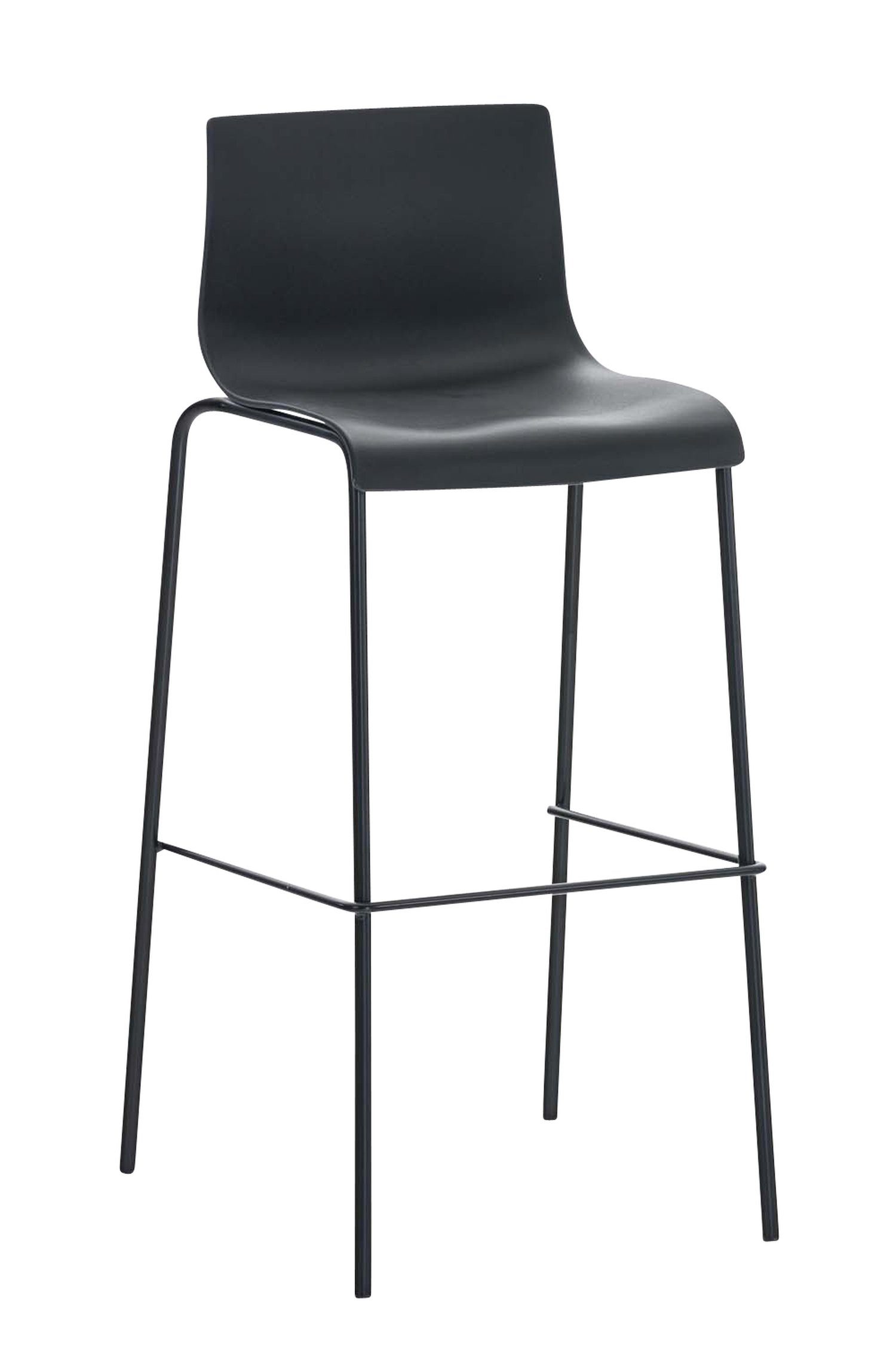 TPFLiving Barhocker Hoover (mit Fußstütze - Hocker für Theke & Küche - Tresenhocker), Gestell Metall schwarz - Sitzfläche: Kunststoff Schwarz