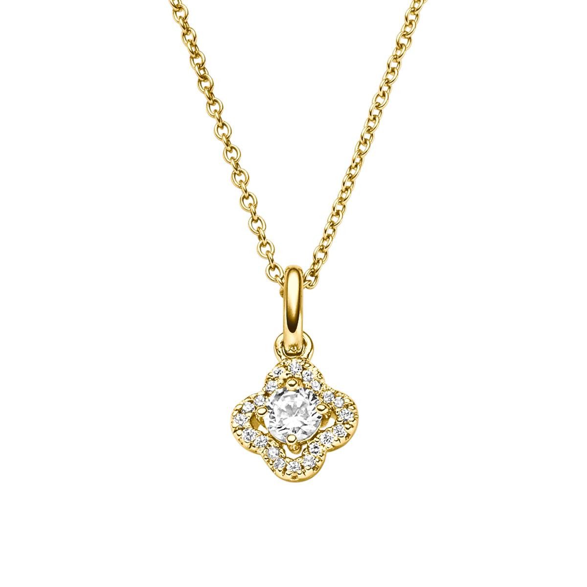 Kette mit Anhänger Halskette mit Anhänger Damen Zirkonia Gelbgold Silber 787752