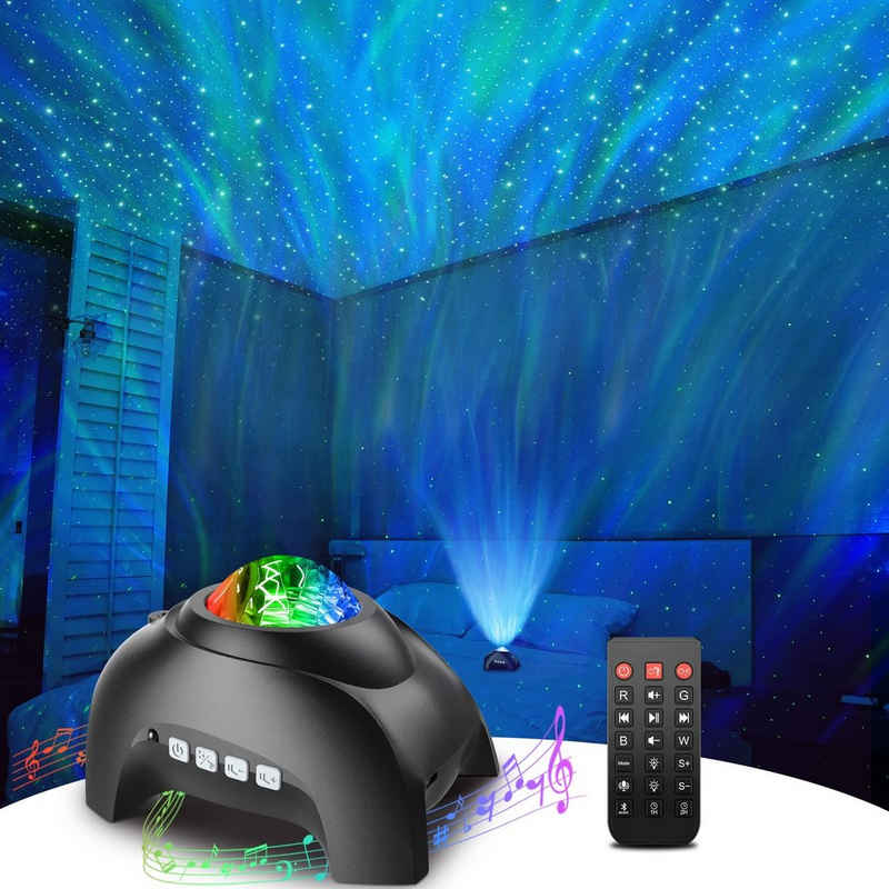 Powerwill LED Nachtlicht Sternenhimmel Projektor, Galaxy Projektor für das Schlafzimmer, LED fest integriert, Dimmbar, Bluetooth-Lautsprecher und Weißes Rauschen Aurora Projektor, Nachtlichtprojektor für Kinder und Erwachsene, Spielzimmer, Heimkino