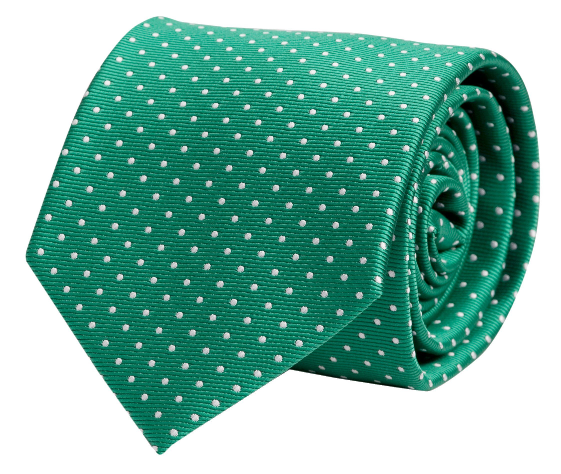 Fabio Farini Krawatte verschiedene Herren Krawatten - Schlips mit Punkten in 8cm Breite (ohne Box, Gepunktet) Breit (8cm), Grün (Weiß) | Breite Krawatten