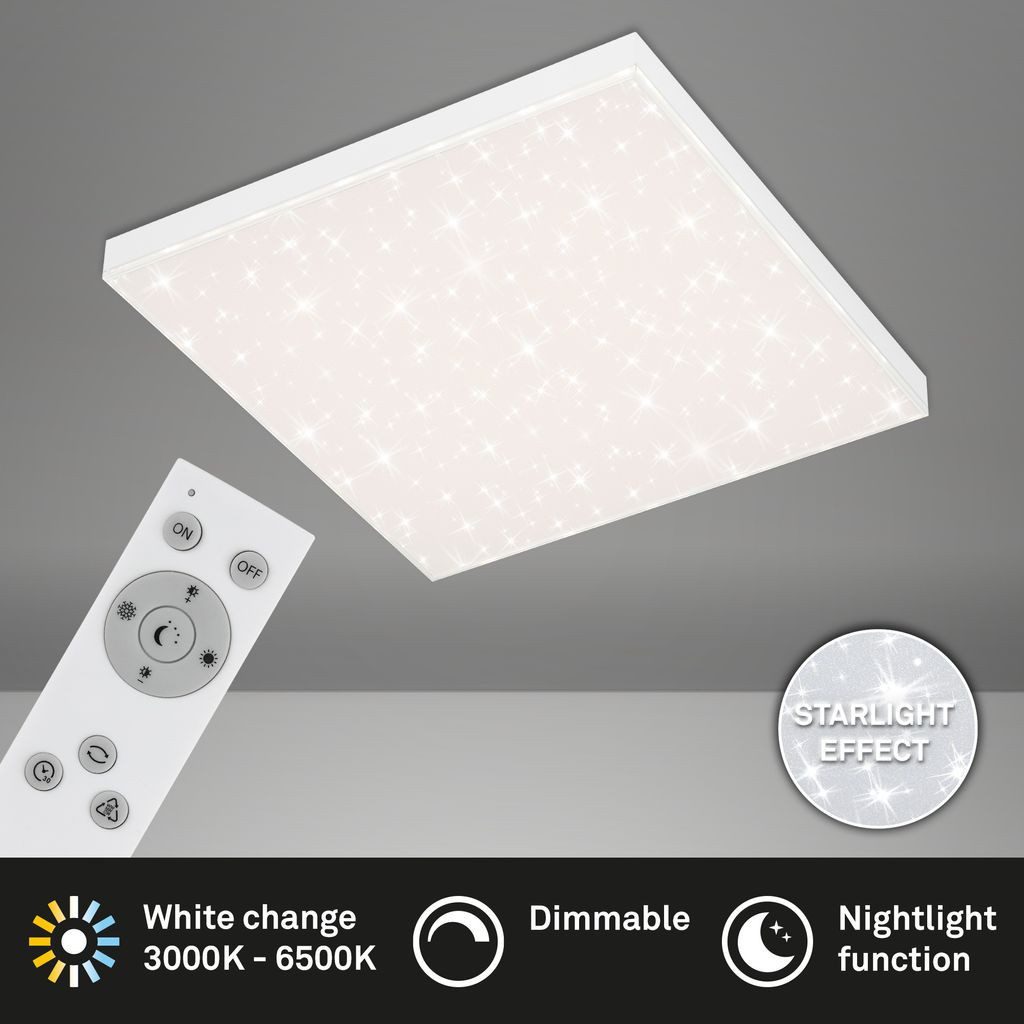 Briloner Leuchten LED Deckenleuchte 7381-116, Dimmfunktion, LED fest integriert, 2700K - Extra-Warmweiß, CCT stufenlos dimmbar, rahmenloses Design, Fernbedienung, weiß, 45 cm