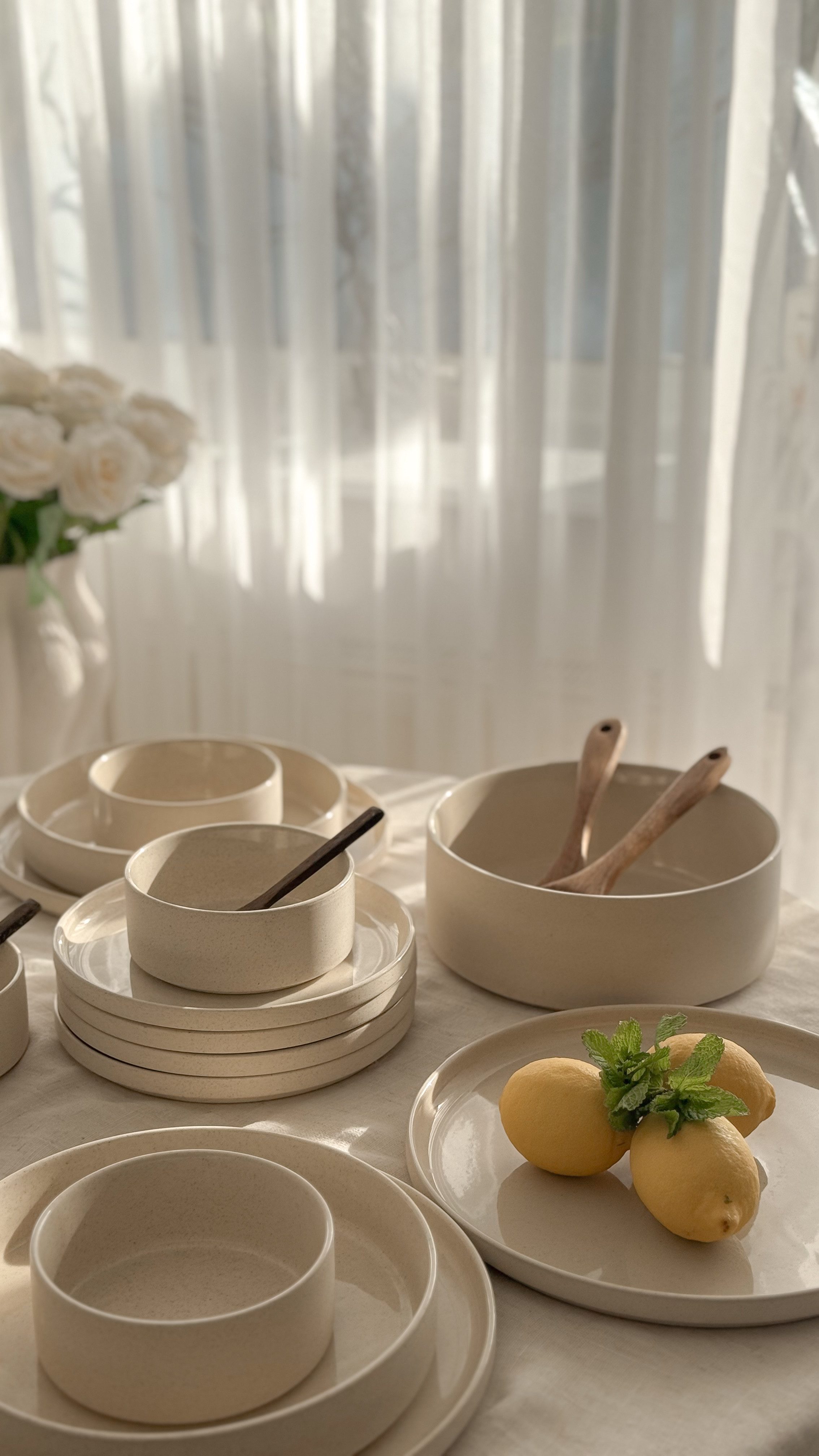 EKA Geschirr-Set Granit Beige Teller-Set (25-tlg), Steingut, Essgeschirr, Essservice