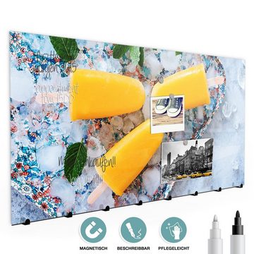 Primedeco Garderobenpaneel Magnetwand und Memoboard aus Glas Mango Bananen Eis