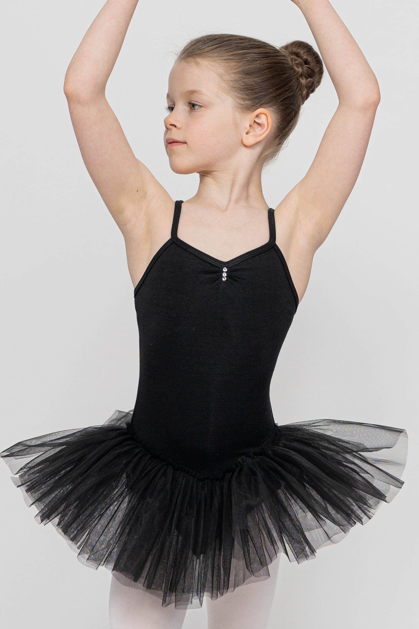 Kim Mädchen Ballett Glitzersteinen für tanzmuster Tutu Ballettkleid schwarz Tüllkleid mit