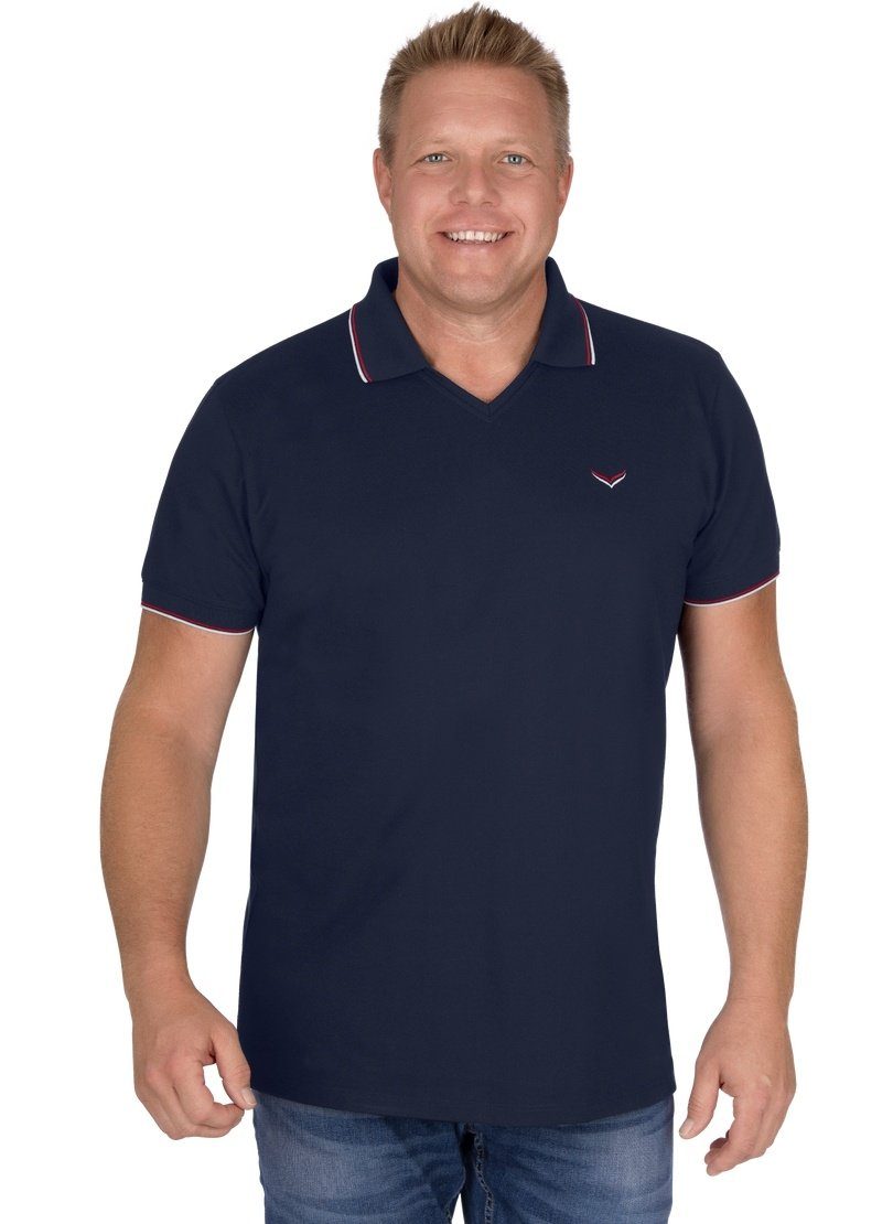V-Ausschnitt mit Poloshirt navy Trigema TRIGEMA Polo-Shirt