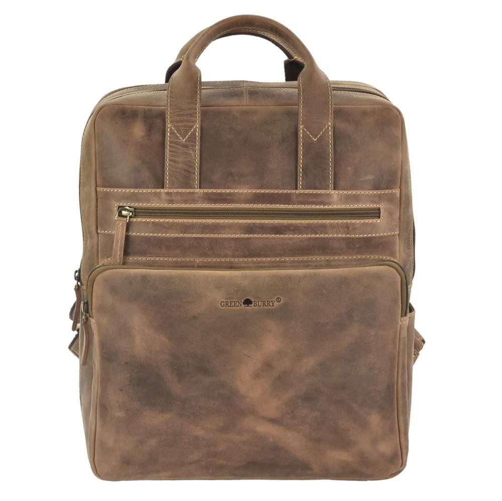 Greenburry Notebookrucksack "Vintage" Leder, Rucksack, Freizeitrucksack, 30x36cm, Business mit Notebookfach