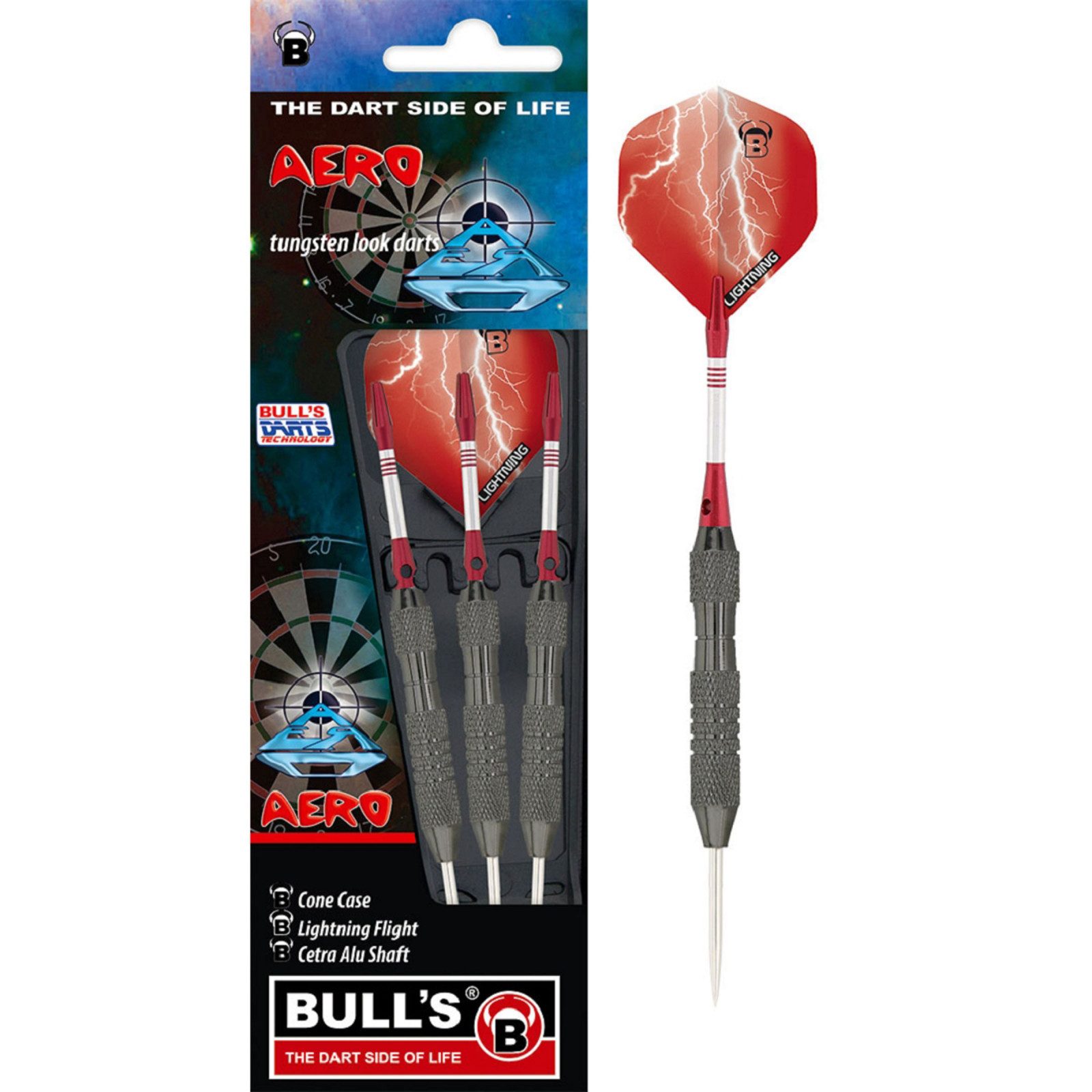 Dartpfeil BULL'S Steeldart Aero, Messing, 21 Gramm, schwarz