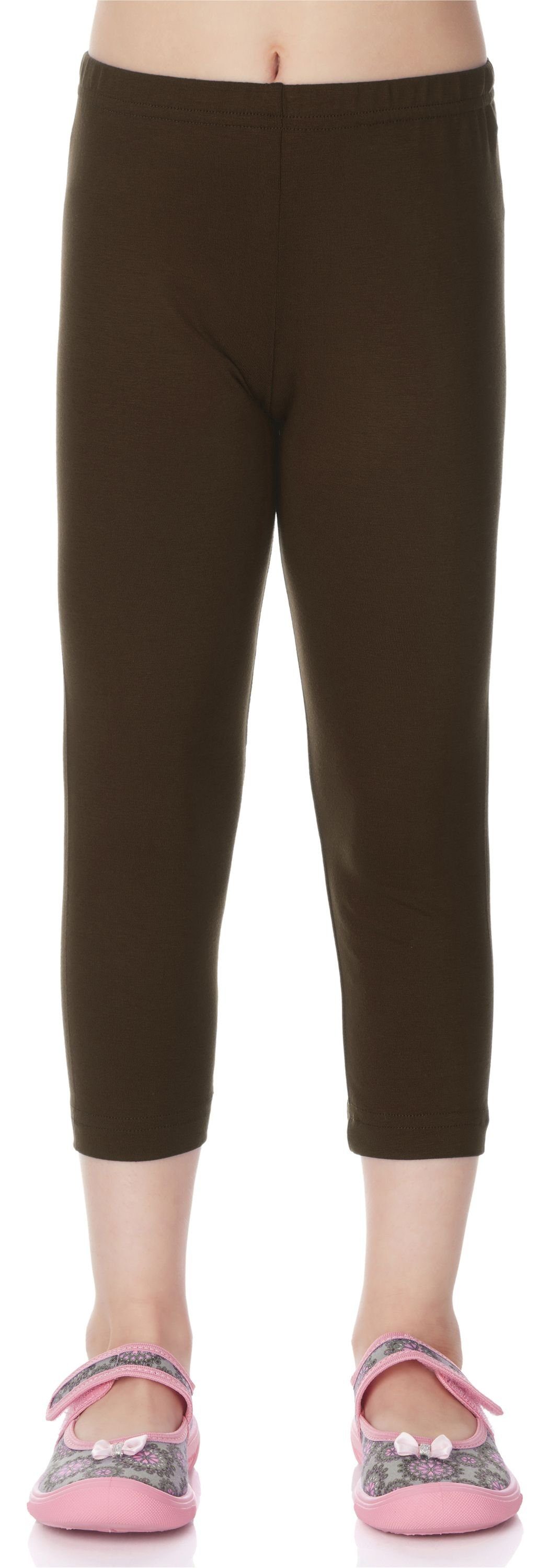 Merry Mädchen (1-tlg) Capri Leggings Bund aus elastischer Viskose Braun MS10-131 Style 3/4 Leggings