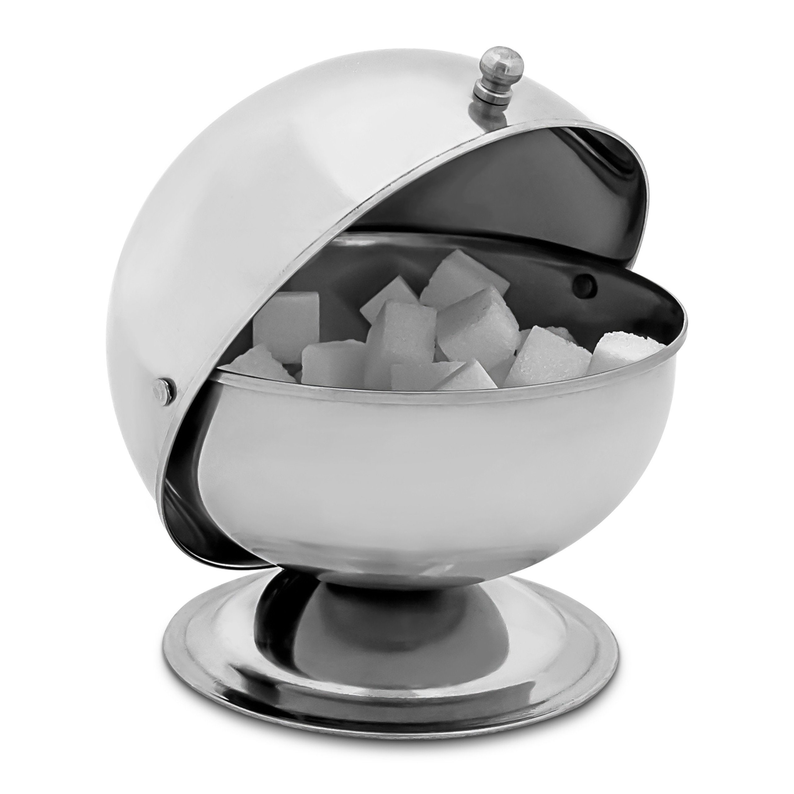 relaxdays Zuckerdose SWEETY aus Edelstahl, Edelstahl