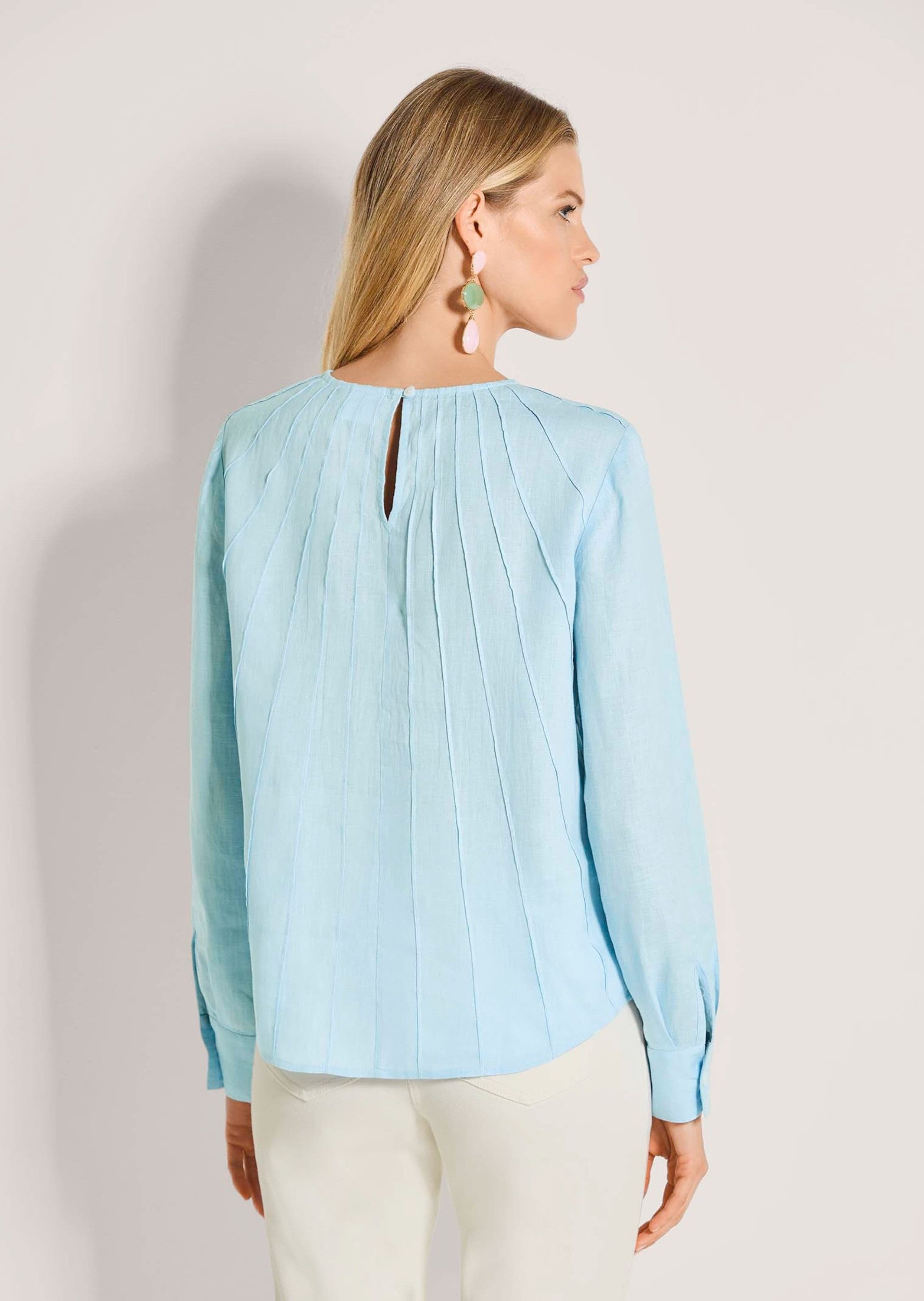 MADELEINE Langarmbluse Blusenshirt mit feinen Biesen Schlupfbluse mit Rundhals, Manschetten und Langarm