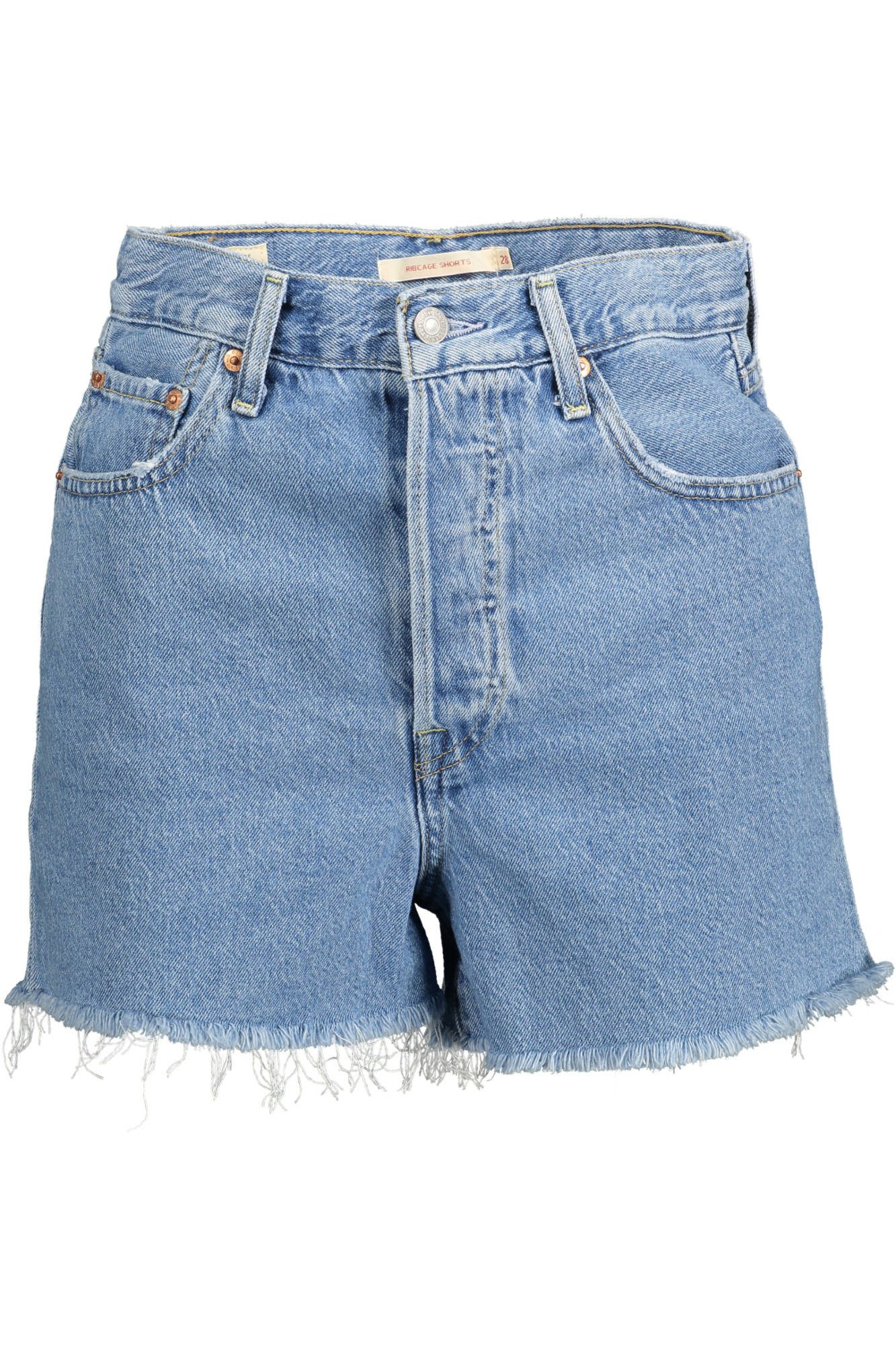 Levi's® 5-Pocket-Jeans Damen Jeansshorts in Blau – Fransen-Look mit 5 Taschen und Knöpfen