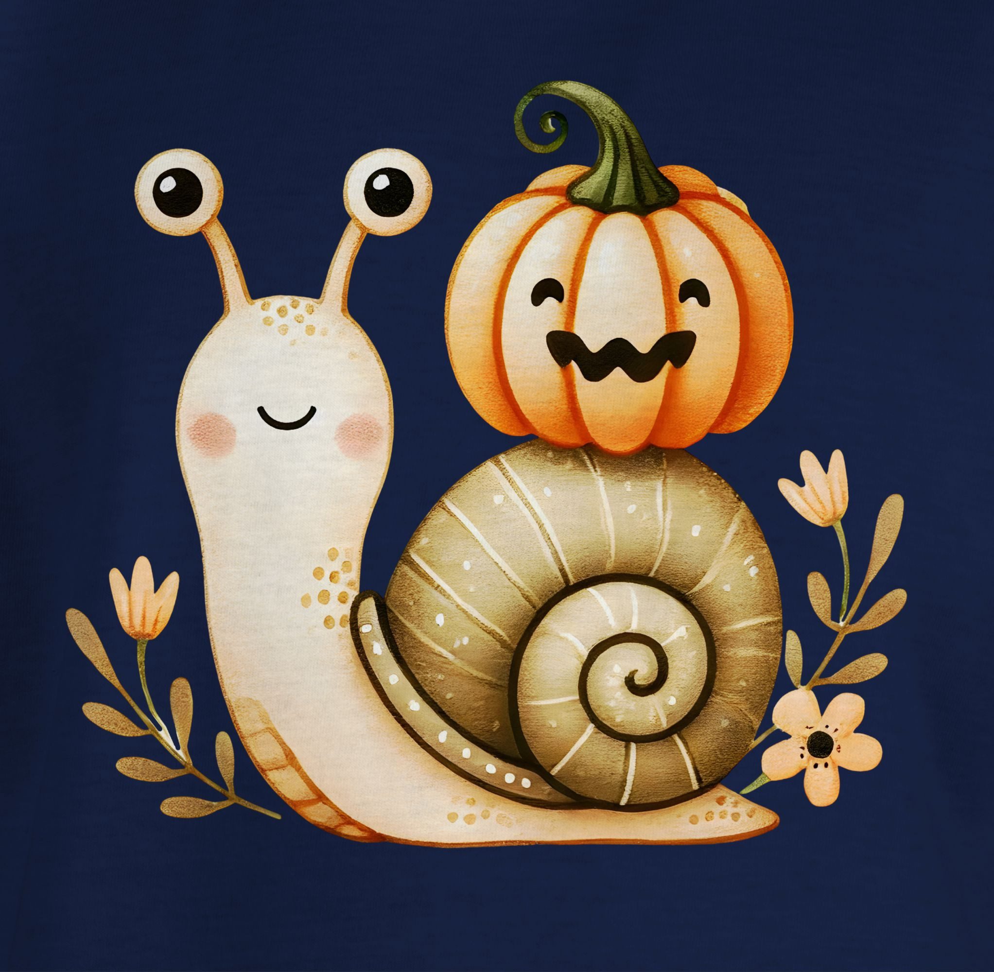 Shirtracer T-Shirt Süße Schnecke mit Kürbis, Herbstliches Baby und Kinder Motiv, Niedli Halloween Kostüme für Kinder