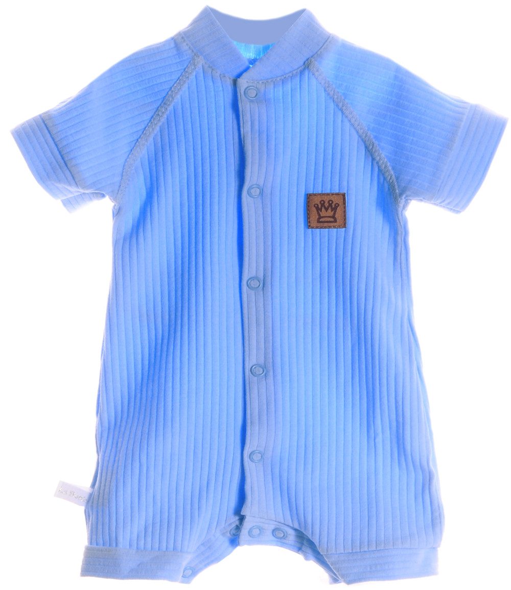 Spieler Baby Romper kurzer Stramler in Blau mit Krone