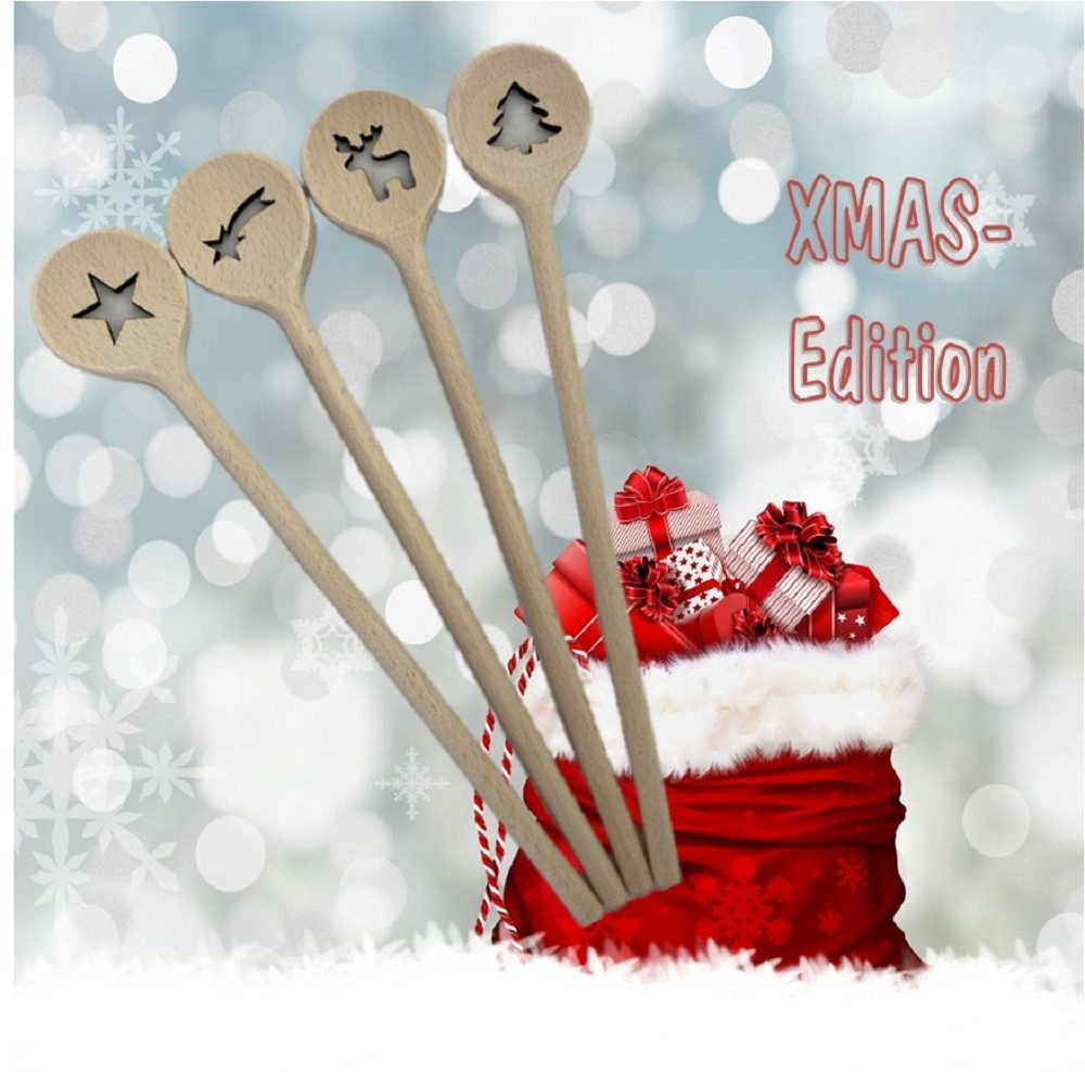 homiez Кулинарные ложки Кулинарные ложки 4-er Set Weihnachtsmotive Buchenholz 30 cm