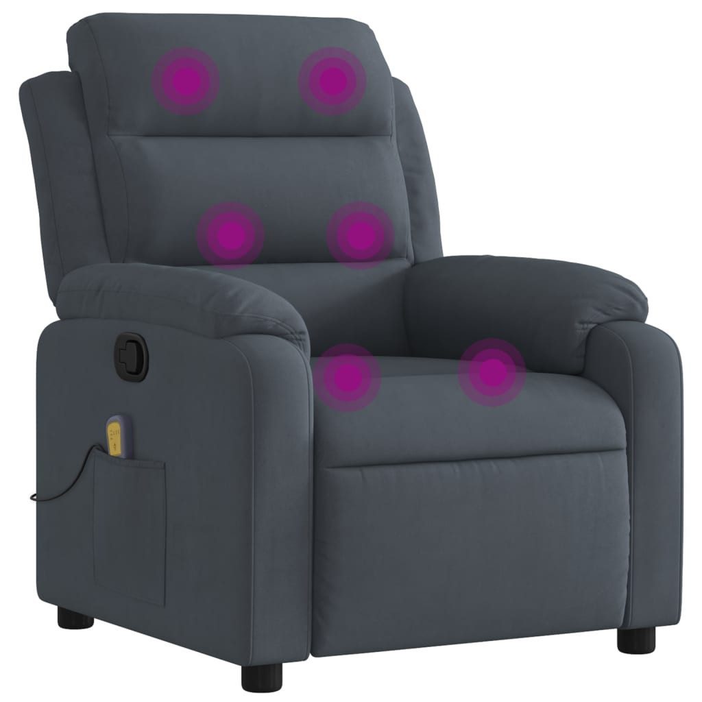 vidaXL Sessel Massage-Relaxsessel, dunkelgrauer Samt (1-St) günstig online kaufen