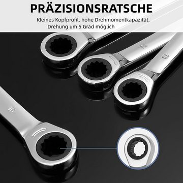 TLGREEN Ringschlüssel Ratschenschlüssel-Set ( 8-19mm) (Ratschenschlüssel, Maulschlüssel, Handwerkzeuge mit Tragetasche), Ratschenschlüssel, Maulschlüssel, Handwerkzeuge mit Tragetasche