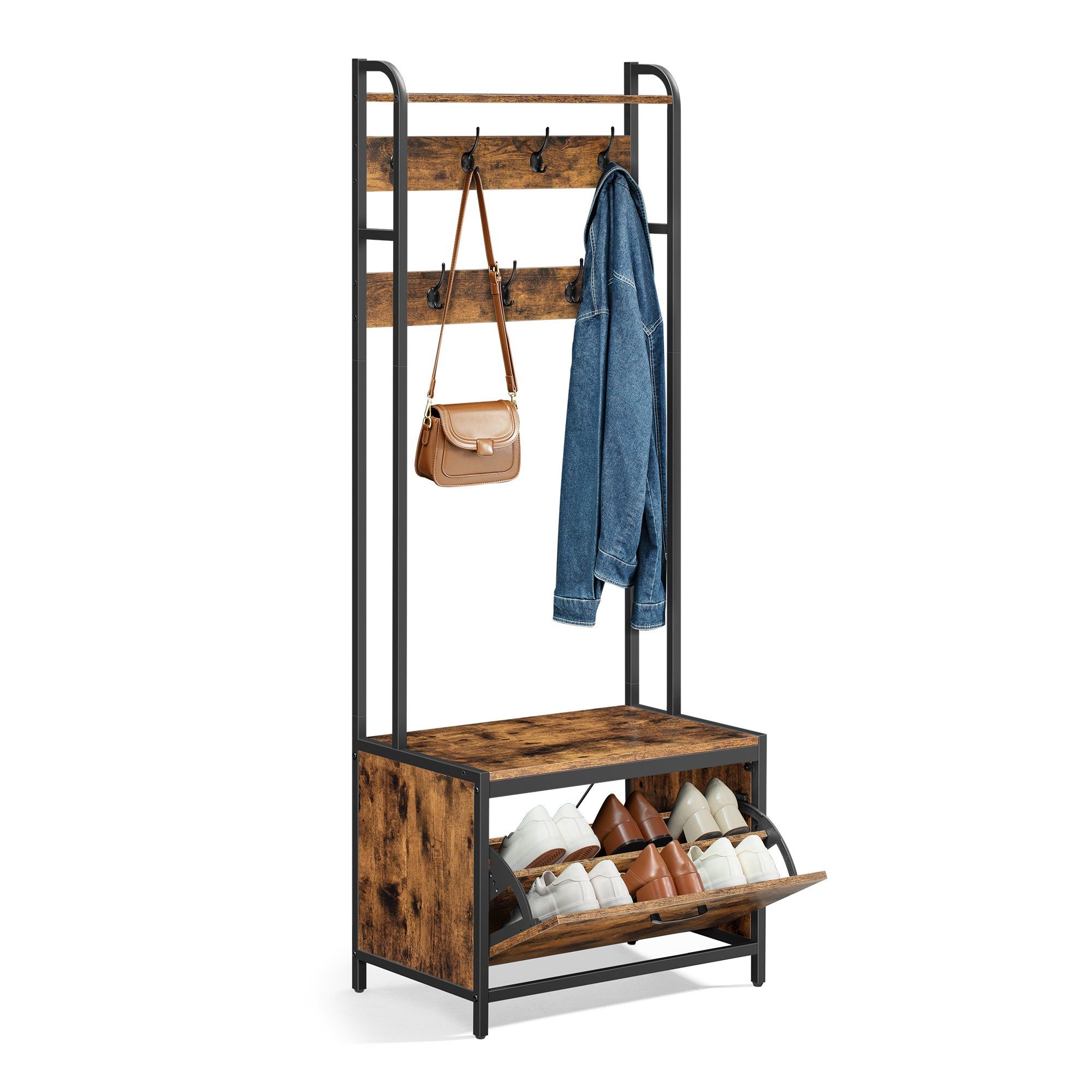 VASAGLE Garderobenständer Garderobe, mit Sitzbank, 30 x 85 x 180 cm günstig online kaufen