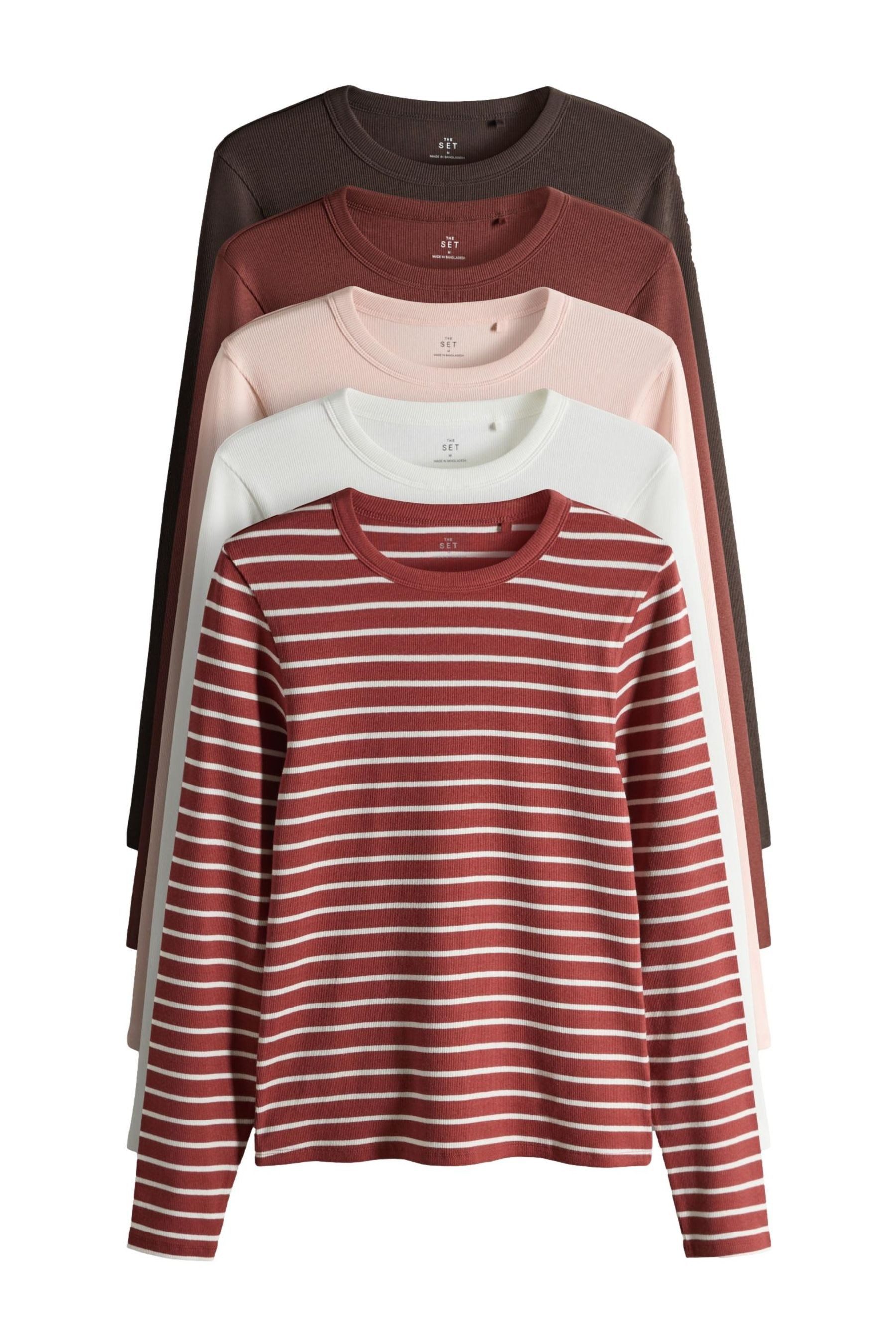 The Set Langarmshirt The Set Rundhals-Langarmshirts, 5er-Pack (5-tlg)