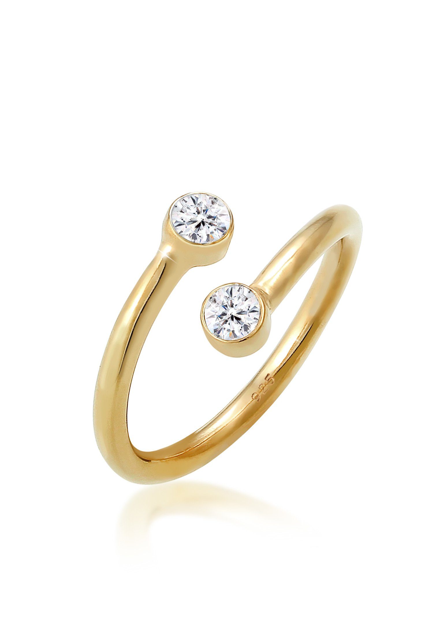 Fingerring Wickelring mit Kristallen von Swarovski® 925 Silber vergoldet