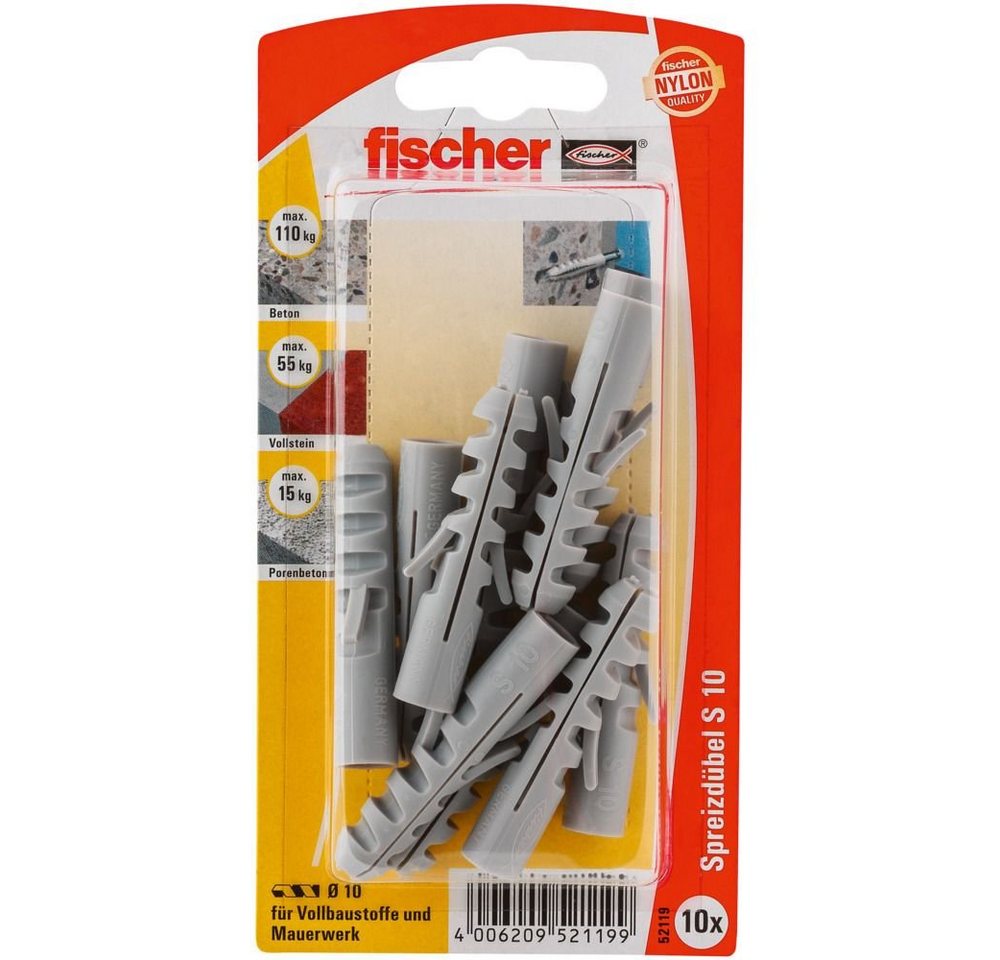 Thumbnail - fischer Schrauben- und Dübel-Set Fischer Dübel S 10.0 x 50 mm -10 Stück
