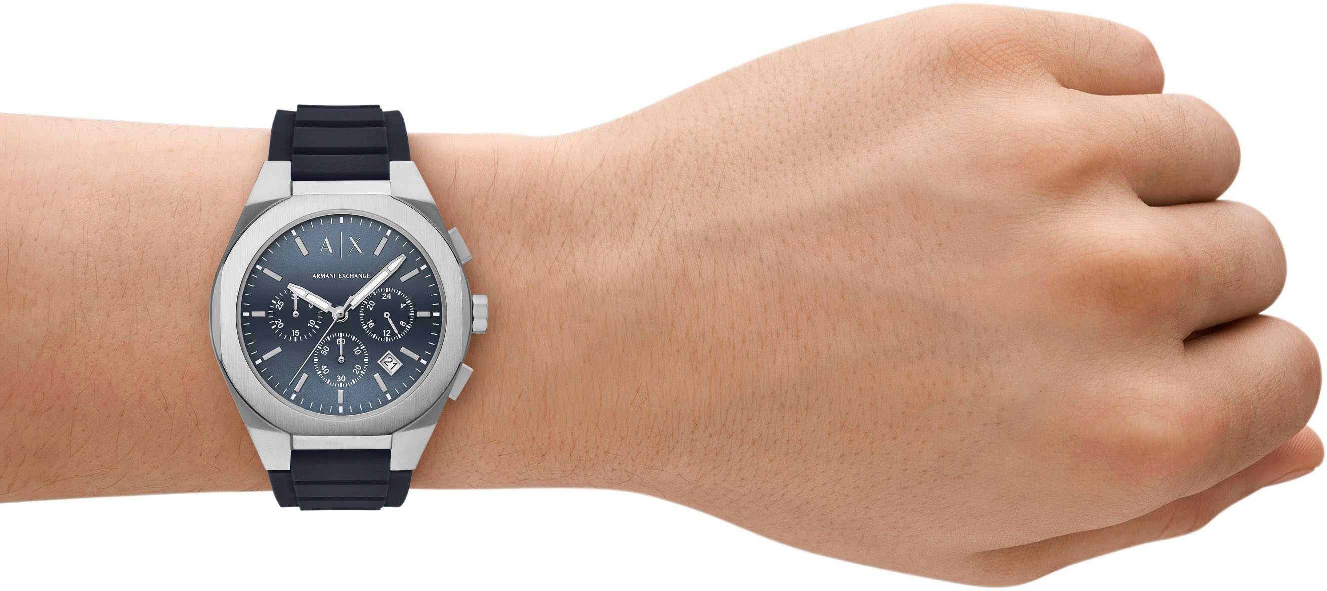 ARMANI EXCHANGE Chronograph SYNC AX4185, Quarzuhr, Armbanduhr, Herrenuhr, Silikonarmband, Datum, Stoppfunktion