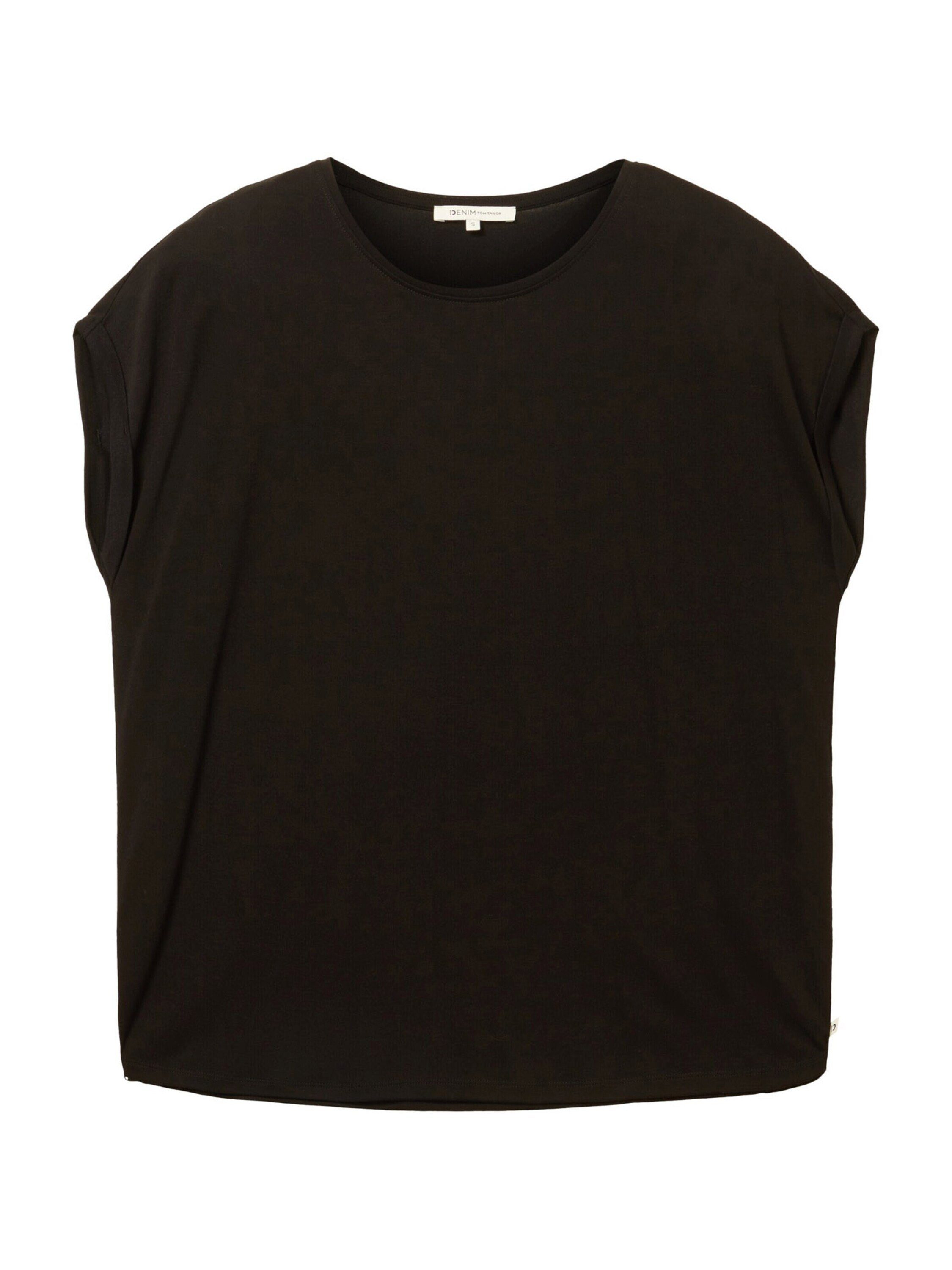 TOM TAILOR Denim T-Shirt (1-tlg) Plain/ohne Details Deep Black 14482 | T-Shirts