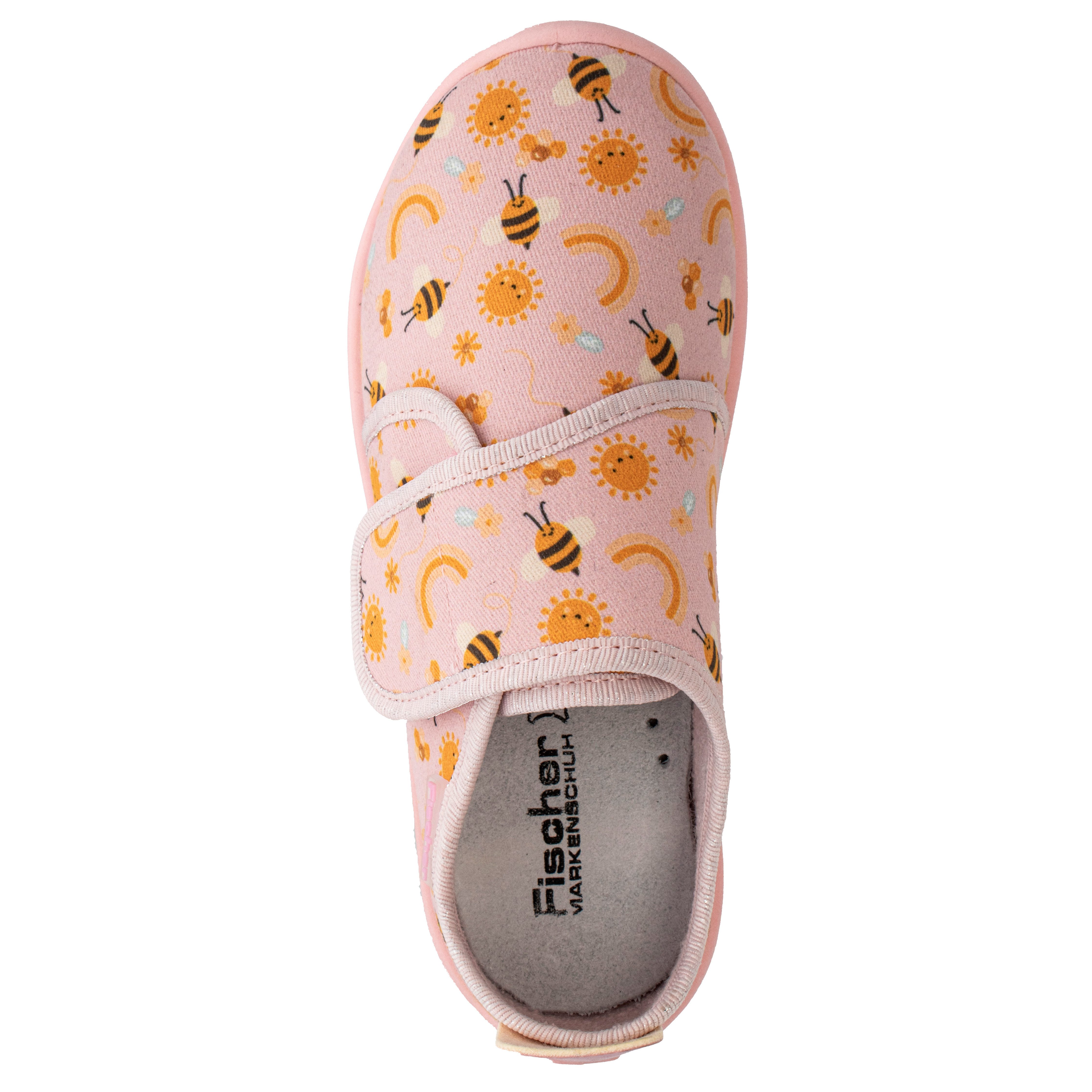 Fischer-Markenschuh Softer Hausschuh für Kinder, aus Baumwolle, mit Frotteefutter, Klettverschluss – Bild 3 von 5