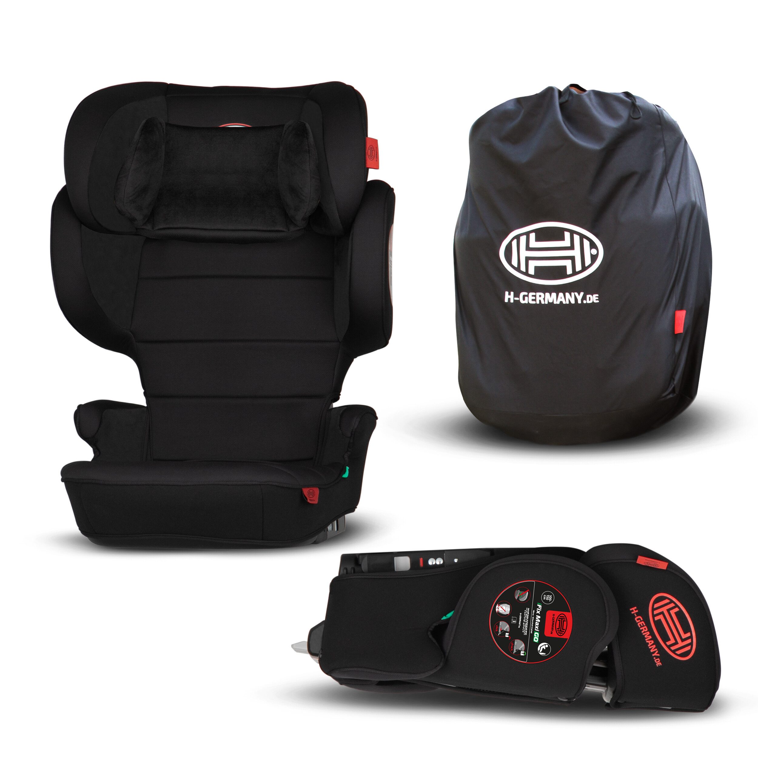 HEYNER Autokindersitz faltbarer Kindersitz mit Isofix + Tasche und 14-Fach verstellbarer, ab: ab 4 Jahren, (1-tlg)