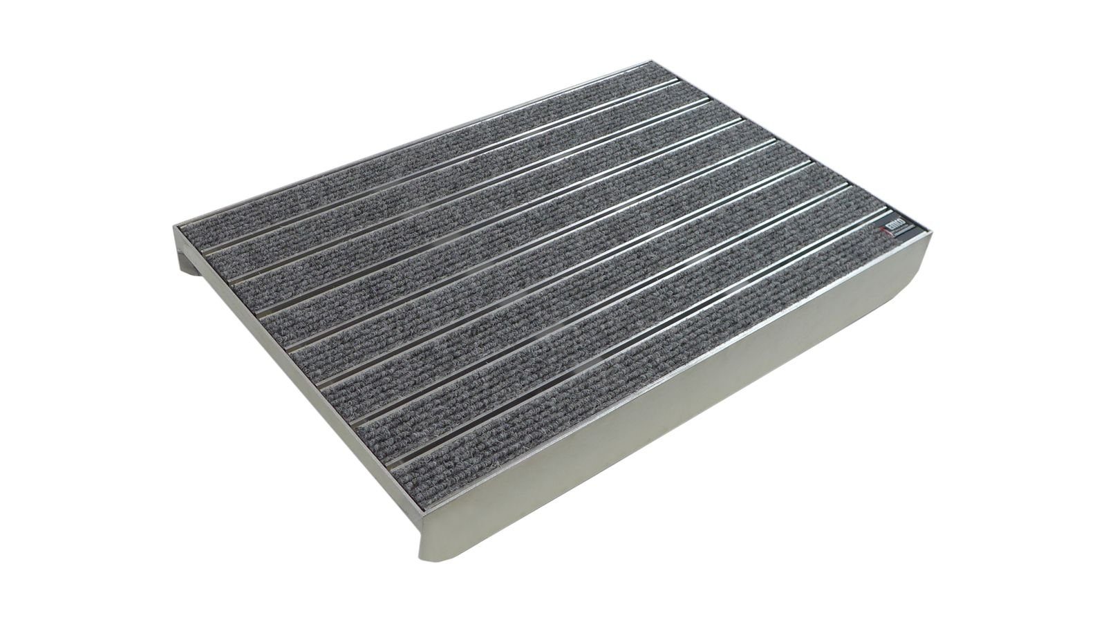 Emco Fußmatte Eingangsmatte DIPLOMAT + Bodenwanne Aluminium, Large Rips Hellgrau, rechteckig, Höhe: 75 mm, Größe: 600x400 mm, für Innen- und überdachten Außenbereich