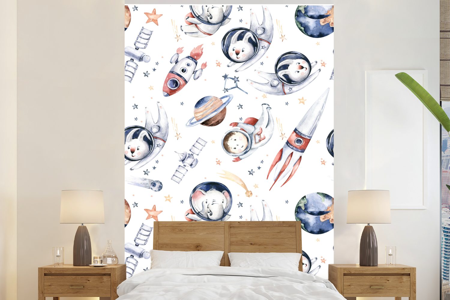 bedruckt, Wohnzimmer, Wandtapete Vinyl Mädchen, Matt, - - - Kinder - Kinder - Kinder MuchoWow Montagefertig Fototapete Mädchen Muster Planeten (3 Tapete St), für -