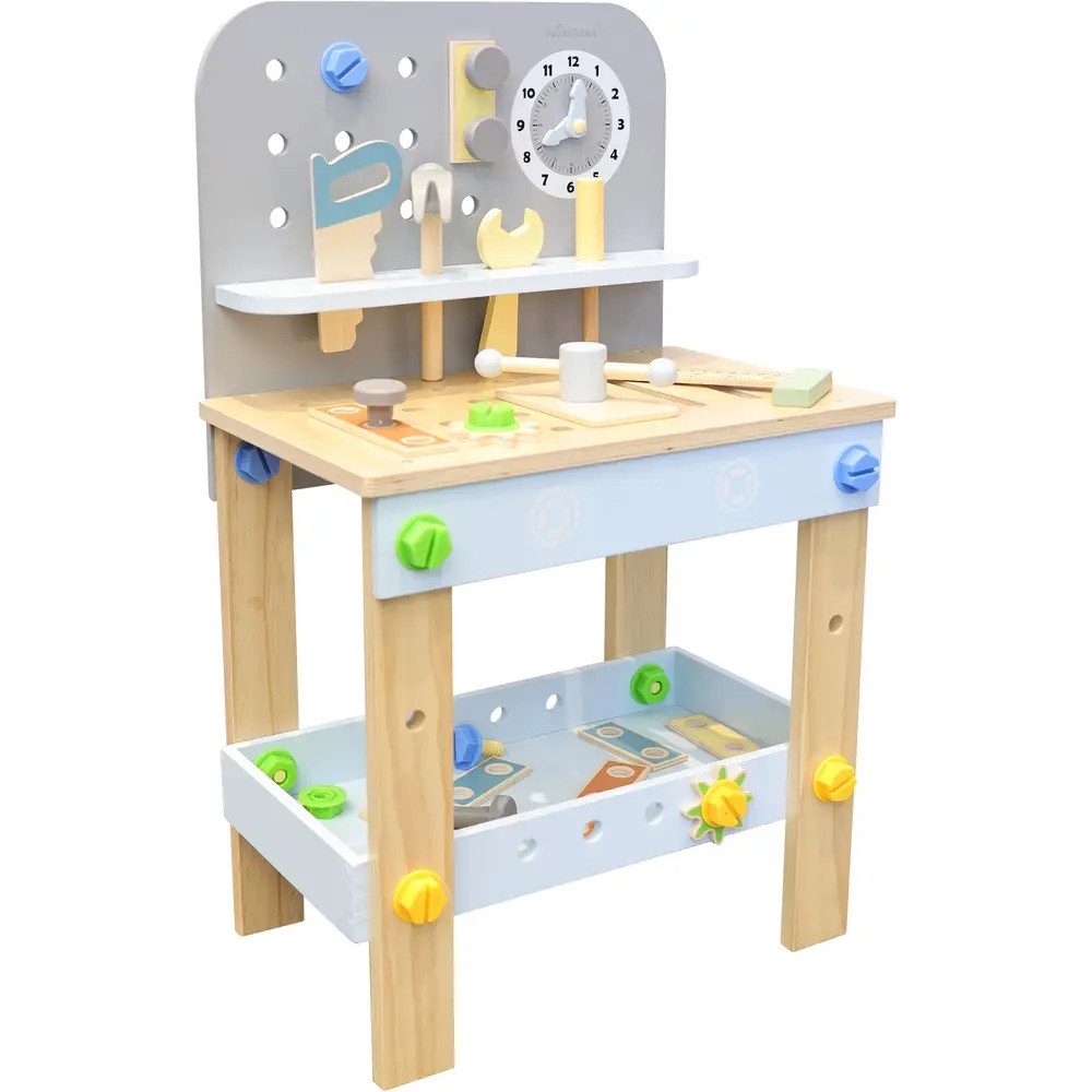 Werkbank SpielMaus Holz Werkbank 40x26,5x65 cm, 44 Teile