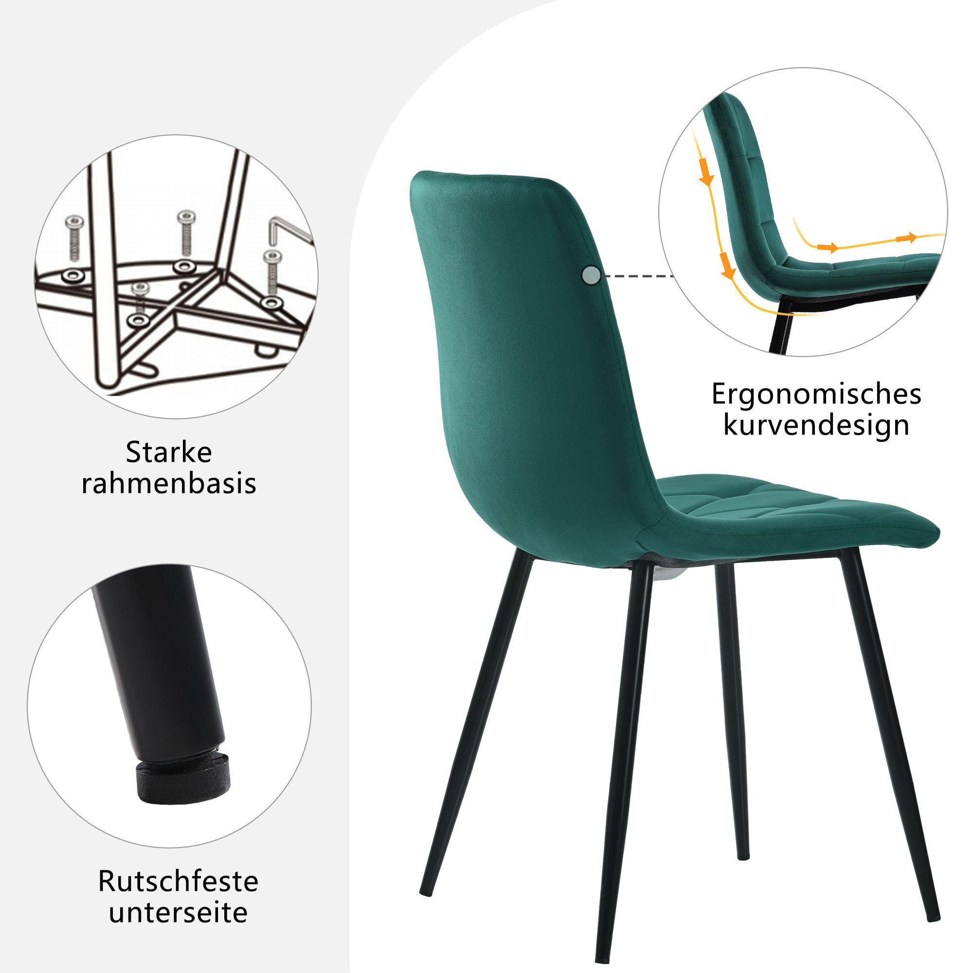i@home Esszimmerstuhl 4er-Set Polsterstuhl Design Stuhl,Twill günstig online kaufen