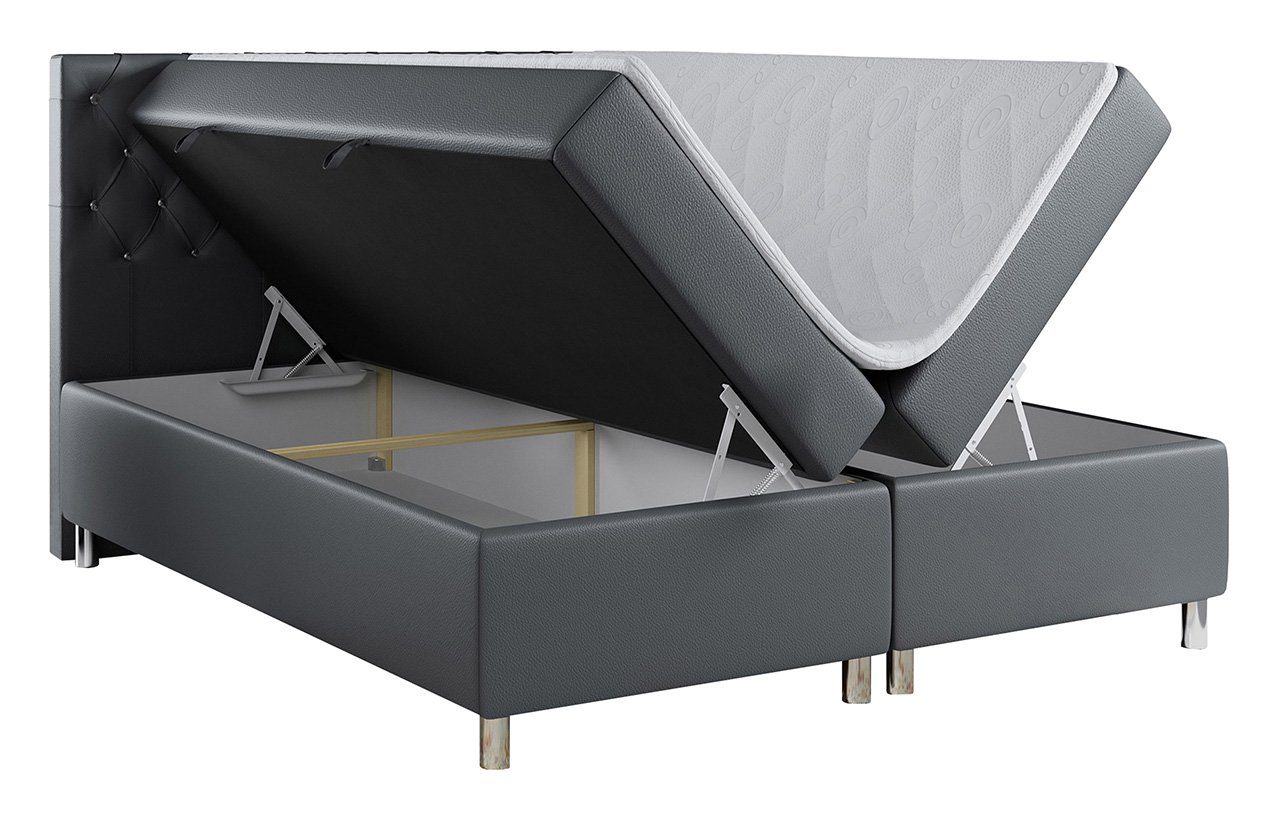MKS und Multipocket-Matratze mit mit Bettkasten, Doppelbett Topper MÖBEL Boxspringbett ROMA,